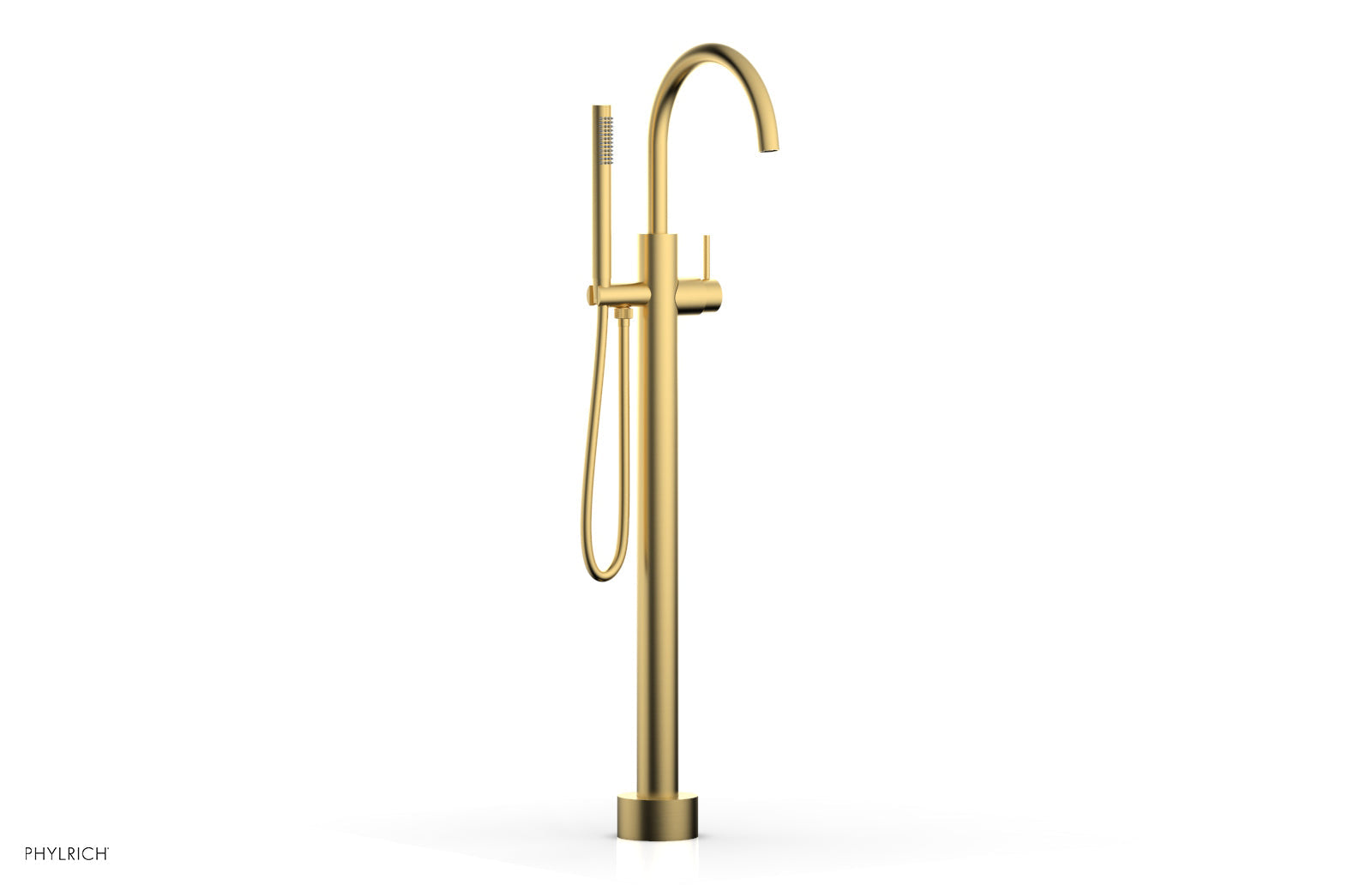 BASIC II Tall Floor Mount Tub Filler with Lever Handle & Hand Shower - 230 45 01 - Perfect for Modern Bathrooms & Spa-Like Showers