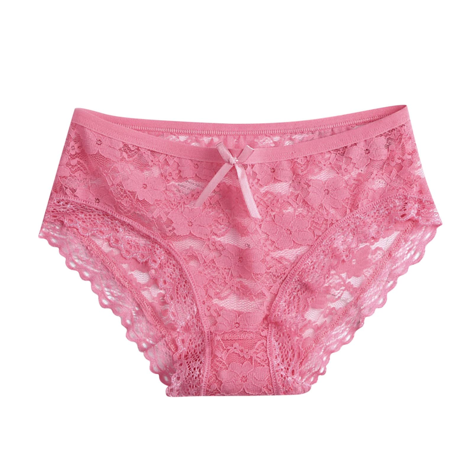 Sexy Lace Bikini Panties for Women - Low Waist Hollow Mesh Underwear with Bow Design, 5-Pack Comfortable Breathable Panty Set - Perfect for Daily Wear, Date Night & Lingerie Collection