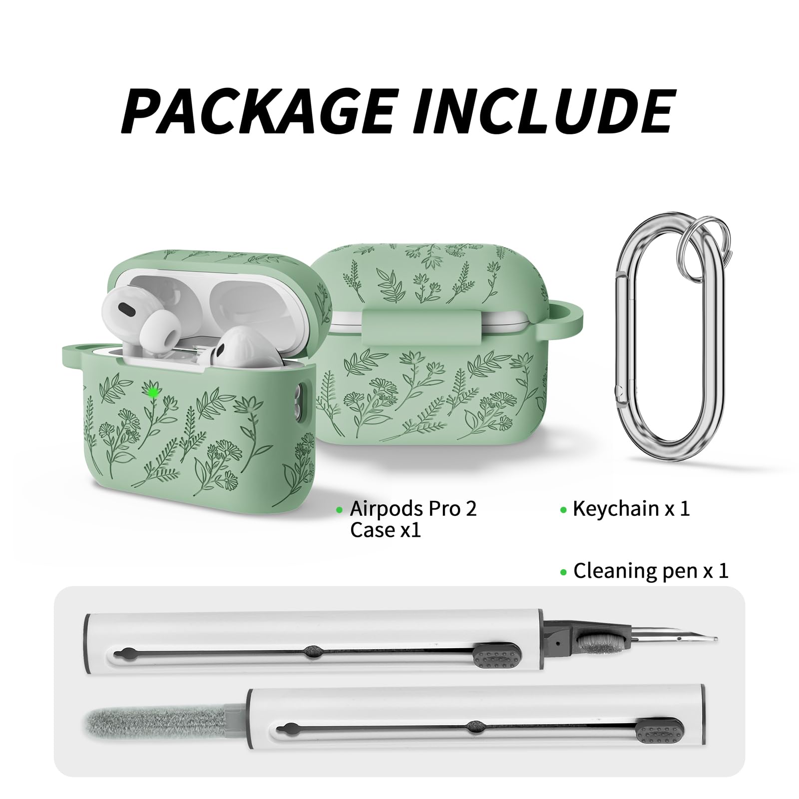 Cute Flower Airpod Pro 2 Case with Cleaner Kit - Soft Silicone Cover for Daily Use