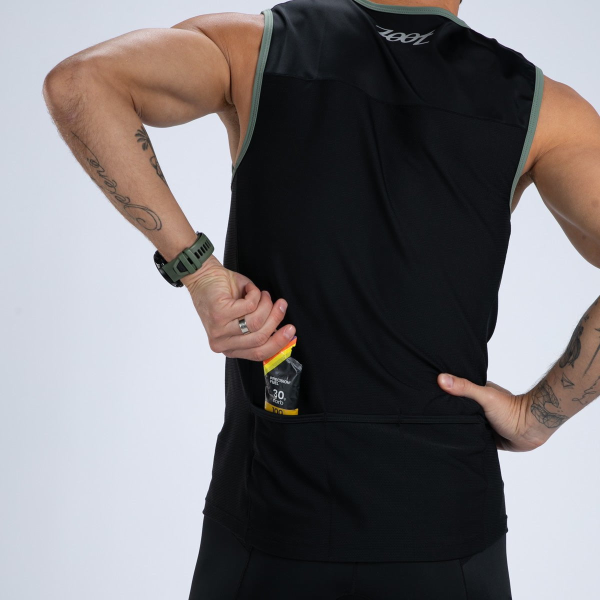Men's Core Tri Tank - Army Green Workout Shirt for Gym, Running & Training - Breathable & Comfortable Athletic Top