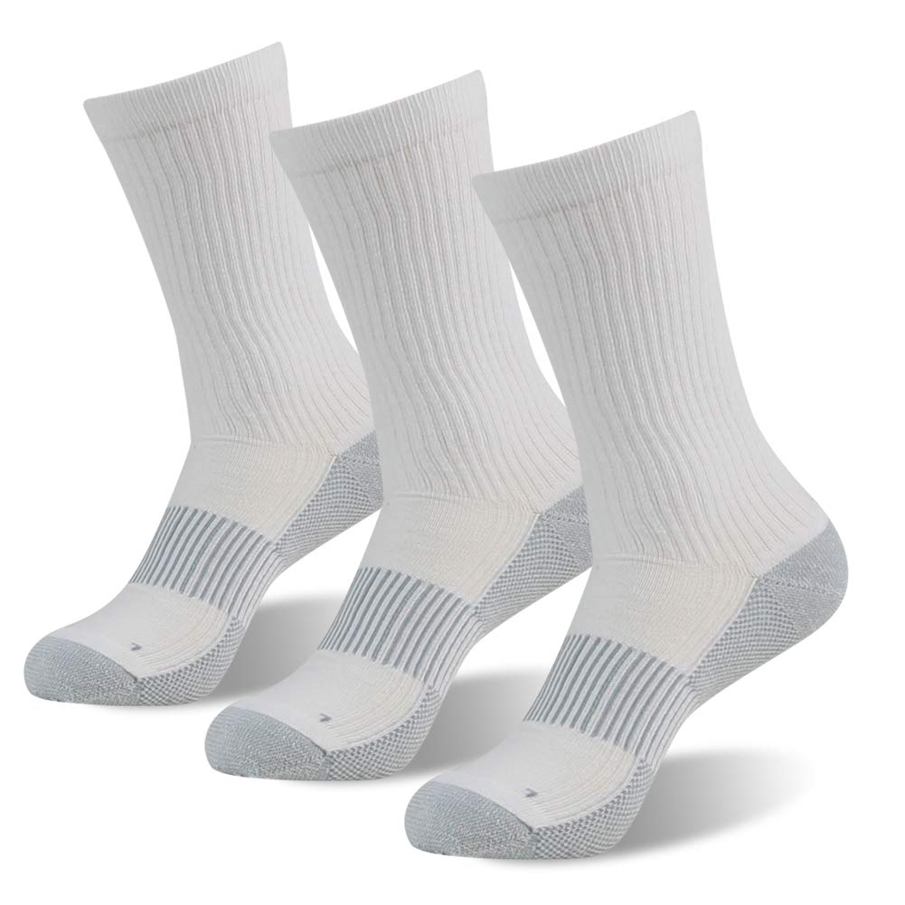 FOOTPLUS Copper Compression Socks for Hiking & Running - Unisex Arch Support Athletic Crew Socks with Cushioned Sole - Perfect for Outdoor Activities, Sports Recovery & Travel Comfort