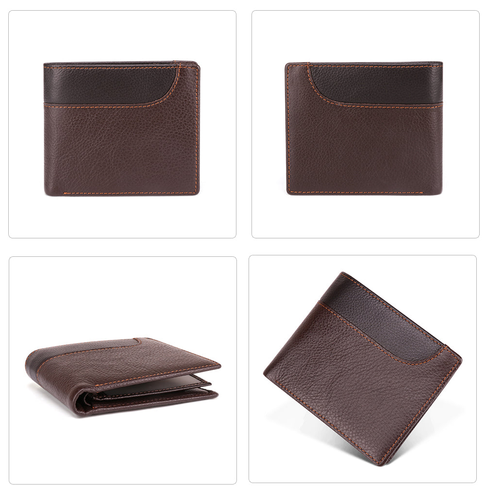 Slim Genuine Leather Men's Wallet - RFID Blocking Bifold Wallet for Men - Minimalist & Lightweight - Perfect for Everyday Carry, Travel & Business Use