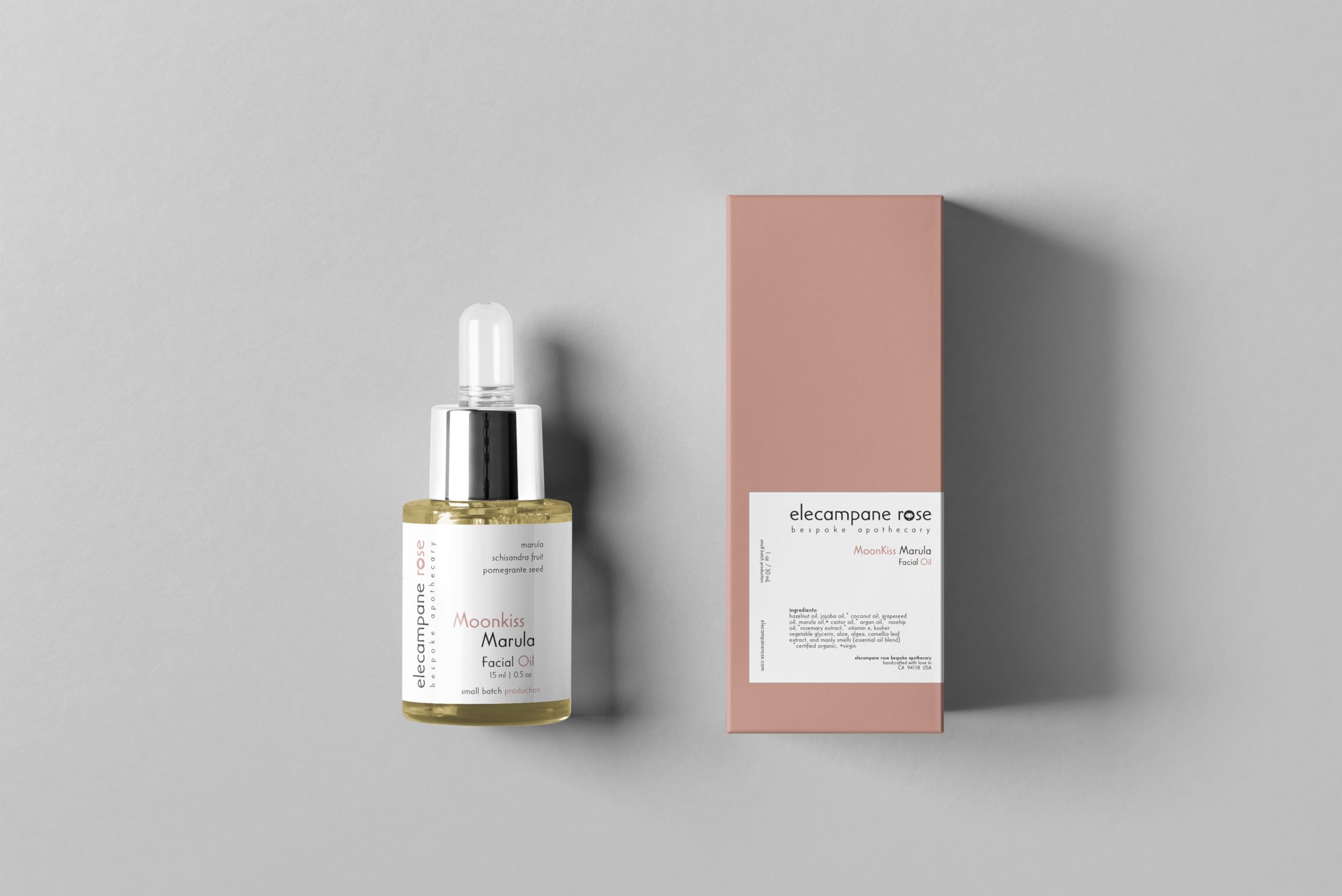 Elecampane Rose Moonkiss Marula Facial Oil - Organic Anti-Aging Face Serum for Dry Skin - Night Repair & Hydration Treatment - Perfect for Skincare Routine & Glowing Complexion