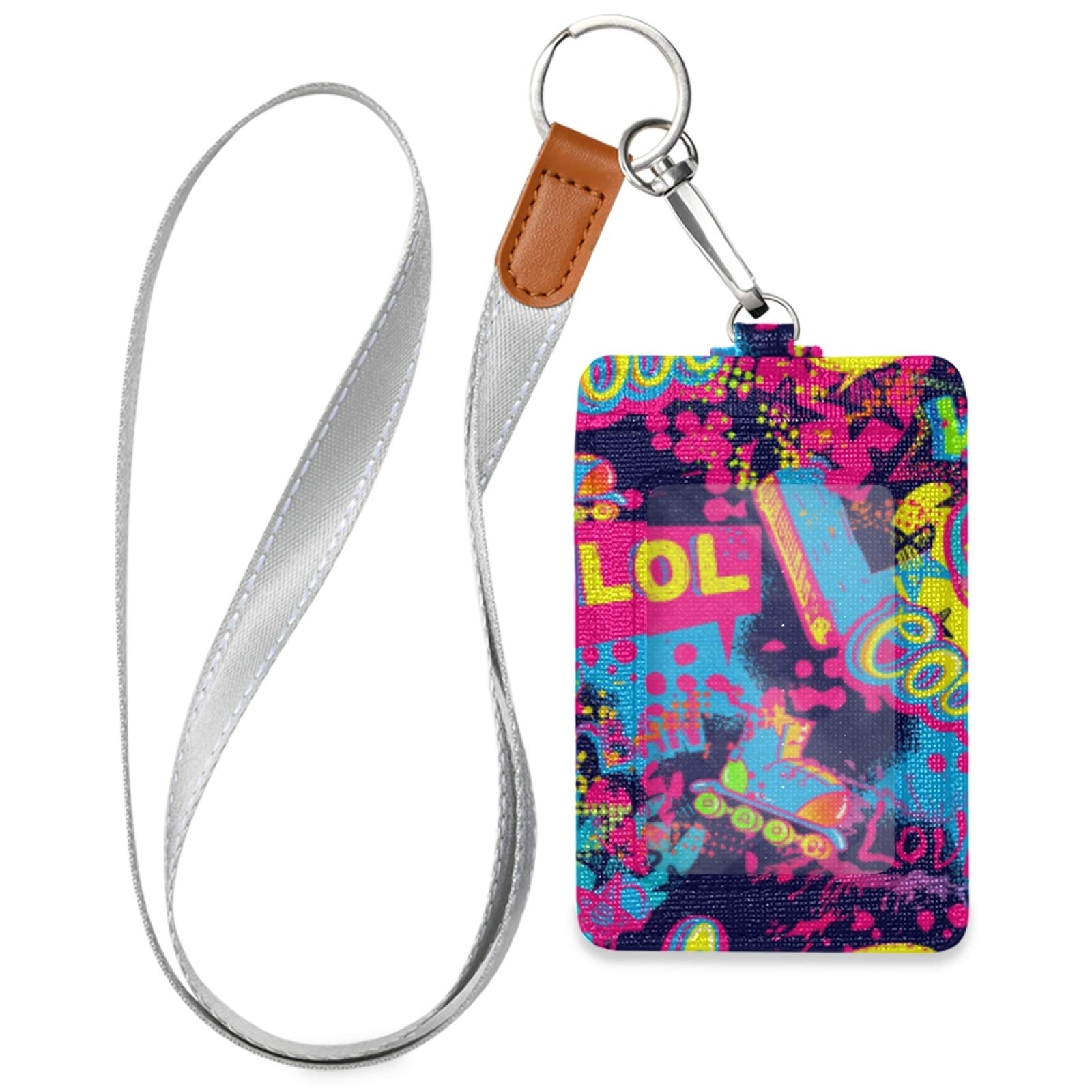 Abstract Graffiti ID Badge Holder with Lanyard - Office & School Staff Use