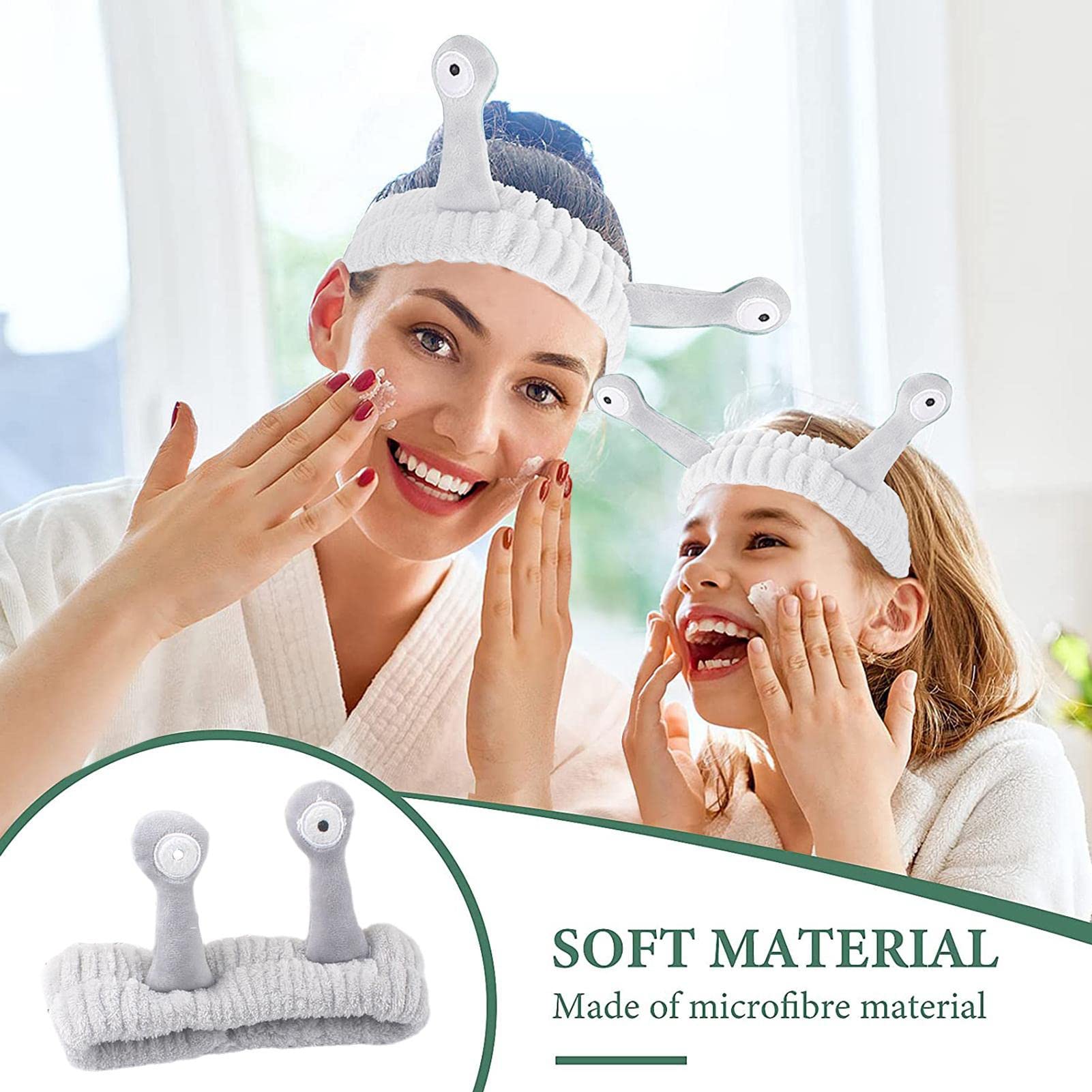 Snail Spa Face Wash Headband - Cute Coral Fleece Elastic Hair Band for Women, Makeup & Exercise - Soft & Comfortable Hair Accessories for Skincare, Spa, Gym & Daily Use