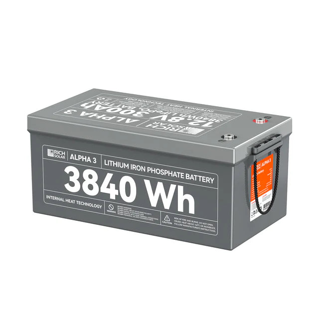 Rich Solar Alpha 3 12V 300Ah LiFePO4 Deep Cycle Battery - Perfect for Solar Power Systems, RVs, Boats & Off-Grid Applications