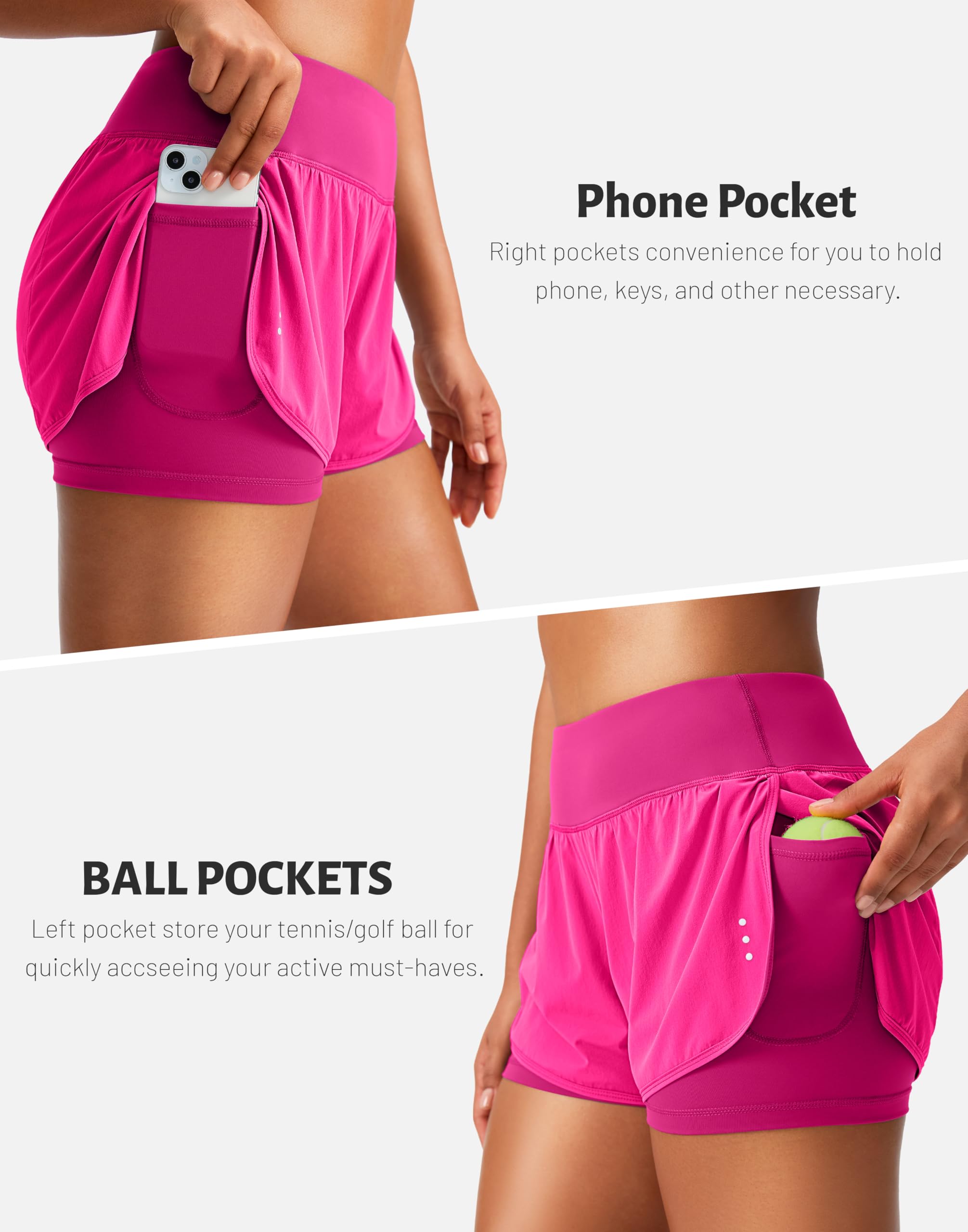 Women's 2-in-1 High Waisted Running Shorts with Zipper Pockets - Breathable Spandex Workout Shorts for Gym, Yoga & Athletic Activities | Perfect for Jogging, Fitness Training & Outdoor Sports
