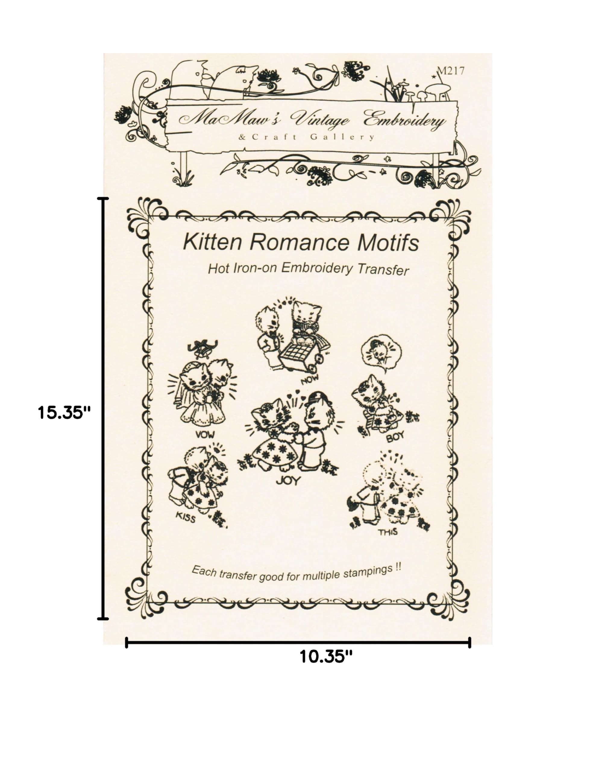 Kitten Romance Hot Iron Embroidery Transfers - DIY Iron-On Patches for T-Shirts, Bags & Fabric Crafts | Perfect for Custom Clothing, Home Decor & Gift Making