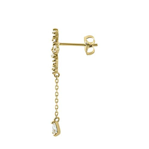 14K Yellow Gold Pear-Shaped CZ Dangle Stud Earrings for Women - Sparkling Clear Cubic Zirconia Jewelry - Perfect for Parties, Weddings & Everyday Elegance