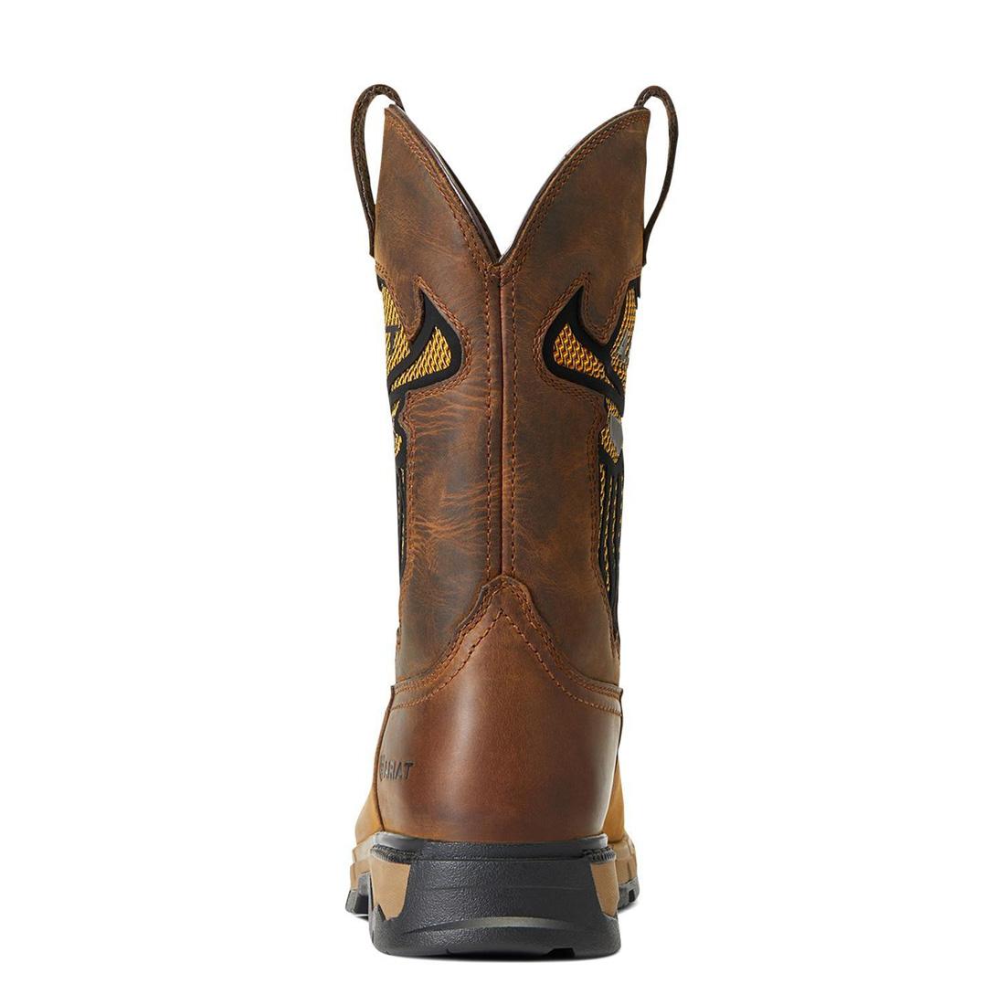 Rebar Flex VentTEK Incognito Soft Toe Western Boot - Dark Earth Work Boots for Men | Comfortable & Durable for Construction, Ranch Work & Outdoor Activities