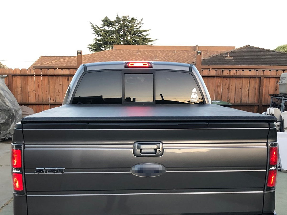 Dark Red Double C Ring Full LED High Mount 3rd Brake Light Compatible with Ford F150 2009-2014 Models - Enhanced Visibility & Safety for Pickup Trucks