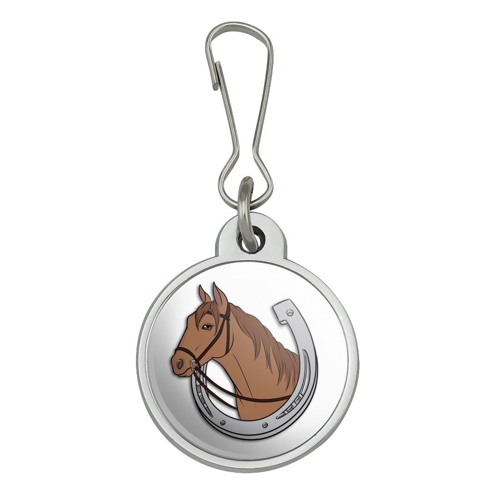 Brown Horse in Horseshoe Jacket Zipper Pull Charm - Unique Handbag & Backpack Accessory for Luggage, Purses, and Travel Bags | Perfect for Equestrian Lovers and Western Style Fashion