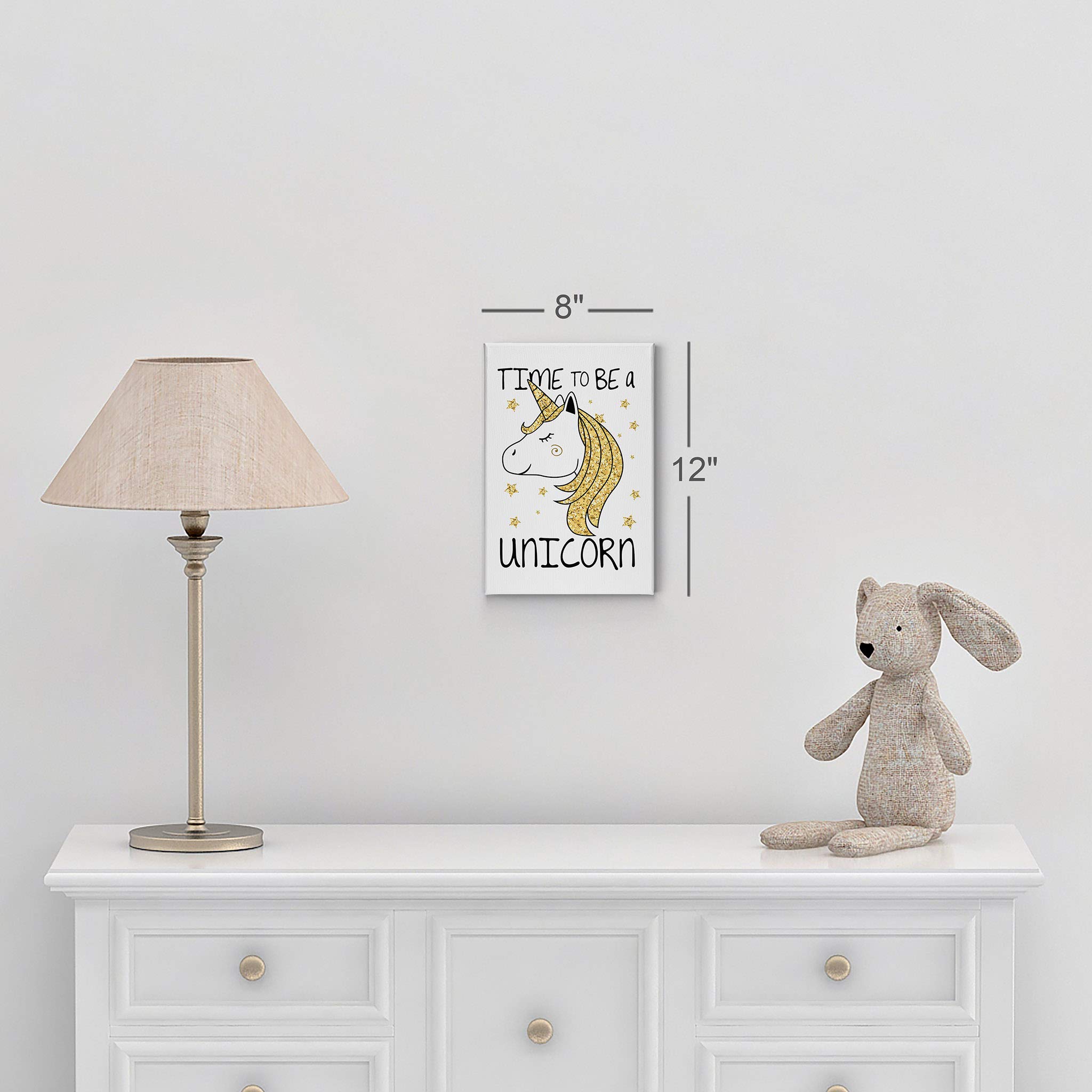 Time To Be A Unicorn Canvas Wall Art - 40x30 Inch Inspirational Quote Print for Kids Room, Nursery & Baby Room Decor - Ready to Hang Made in USA | Perfect for Birthday Gifts, Bedroom Wall Decor & Unicorn Themed Parties