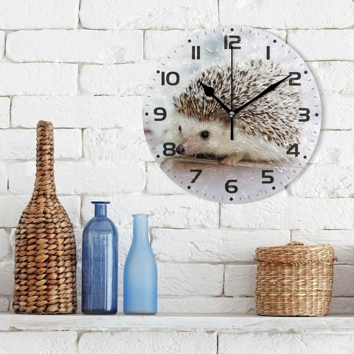 Silent Hedgehog Wall Clock - No Ticking Quiet Art Decor for Living Room, Bedroom, Office & School | Perfect for Home, Nursery & Kids Room Decor