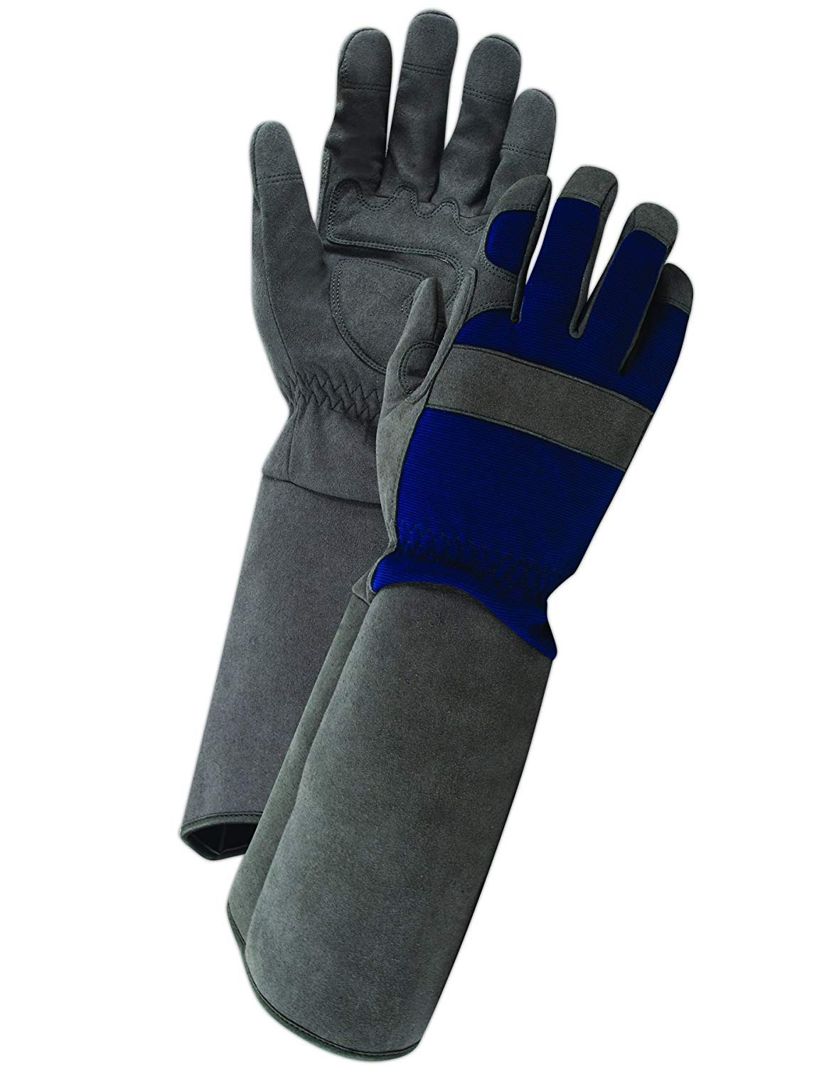 **MAGID Professional Thornproof Rose Pruning Gloves for Men – Extra Long Forearm Protection, Puncture Resistant, Size 9/Large (12 Pair), Grey & Blue – Ideal for Gardening, Landscaping & Rose Bush Care**