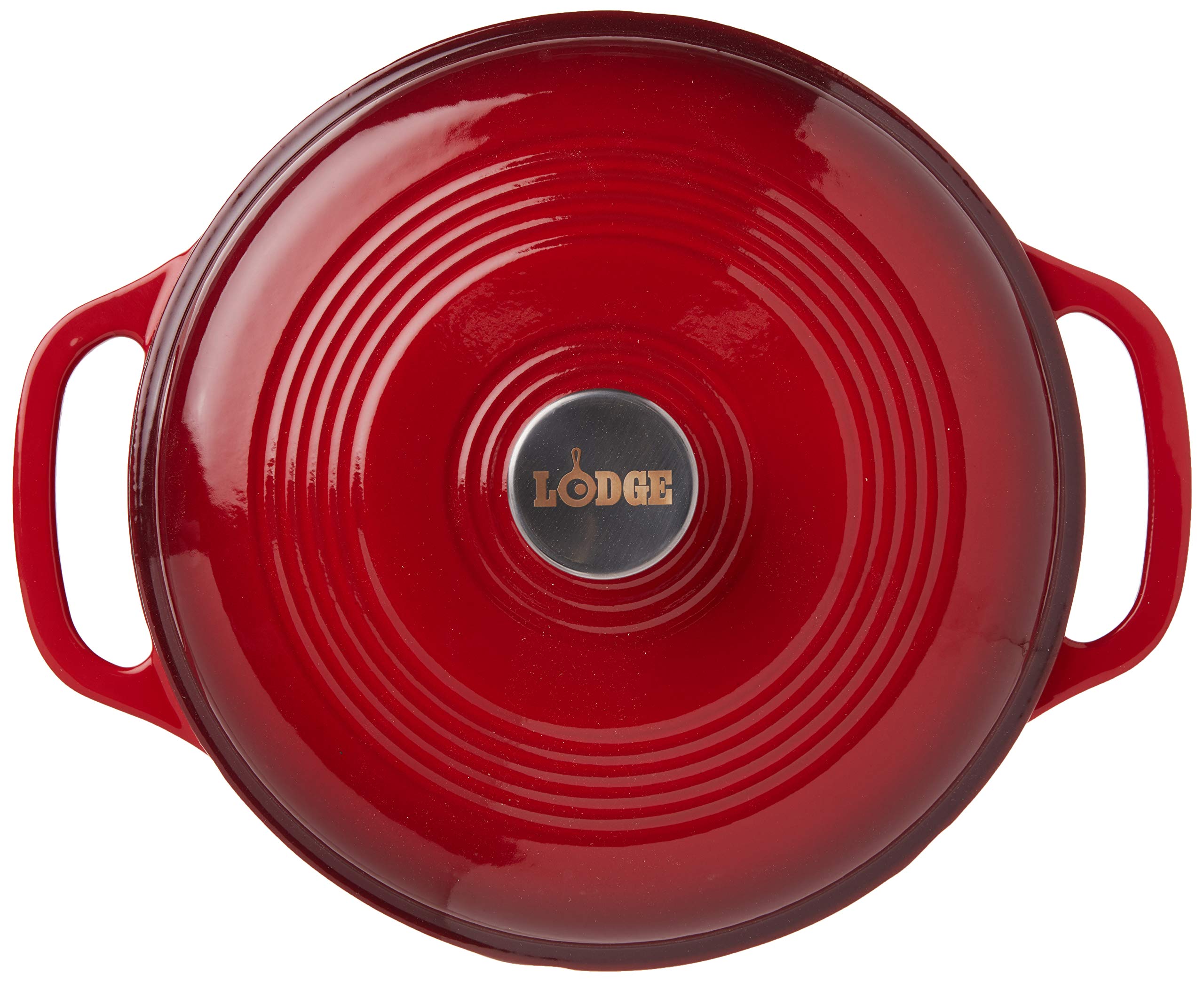 Lodge EC6D43 6-Quart Enameled Cast Iron Dutch Oven - Island Spice Red, Heavy Duty Cookware for Braising, Stewing & Baking - Perfect for Soups, Casseroles & Bread Making in Oven or Stovetop