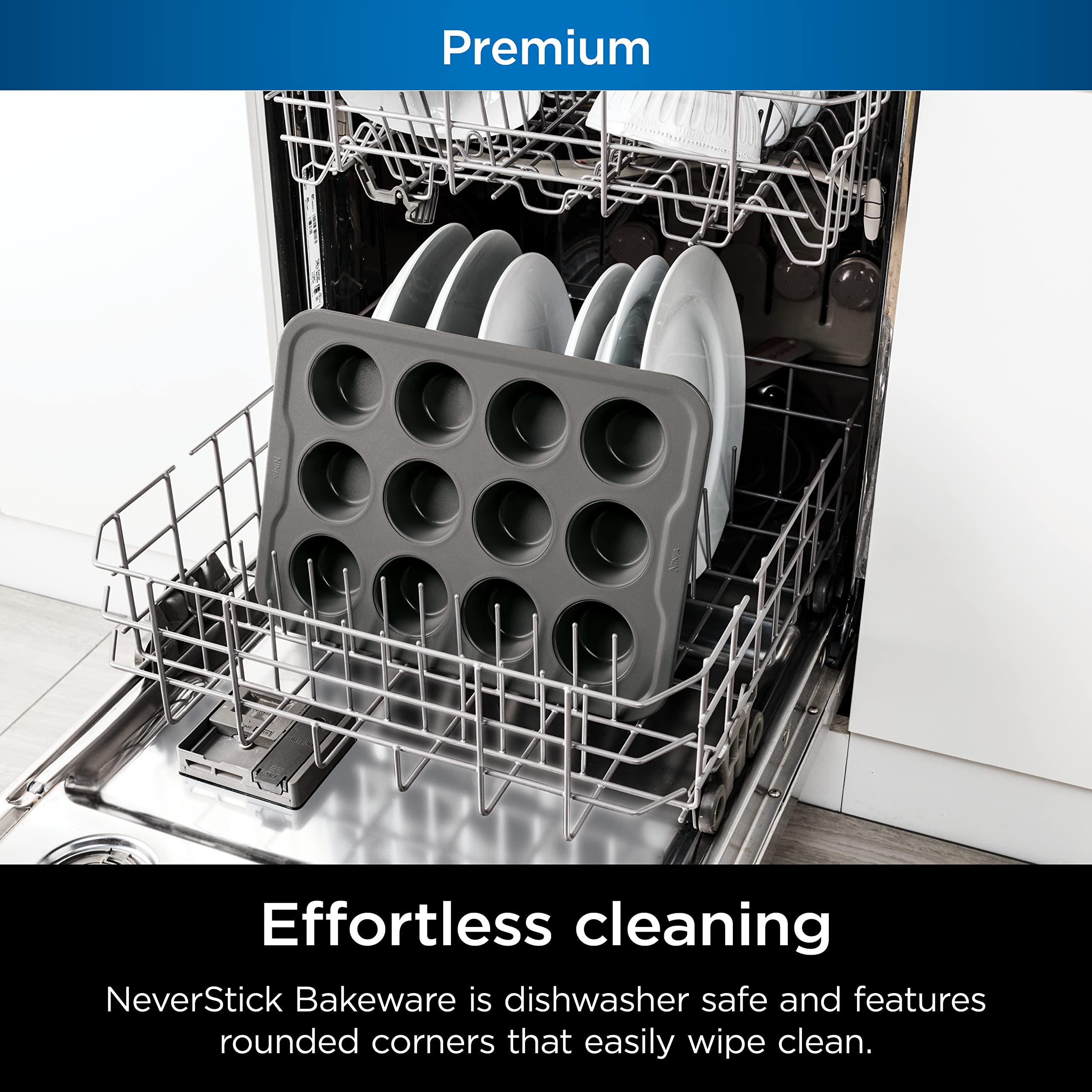 Ninja B30212 Foodi NeverStick Premium 12 Cup Muffin Pan - Nonstick, Oven & Dishwasher Safe up to 500°F, Grey - Perfect for Baking Cupcakes, Muffins & Desserts at Home