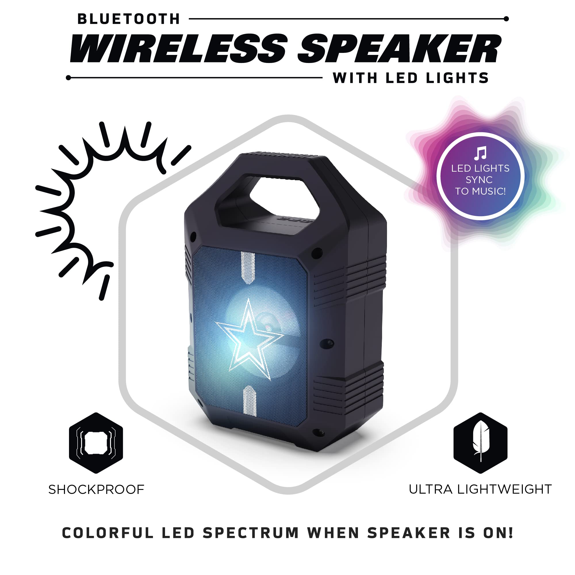 SOAR NFL Unisex ShockBox XL Wireless Bluetooth Speaker - Portable Outdoor Speaker for Parties, Travel, Sports & Home Use