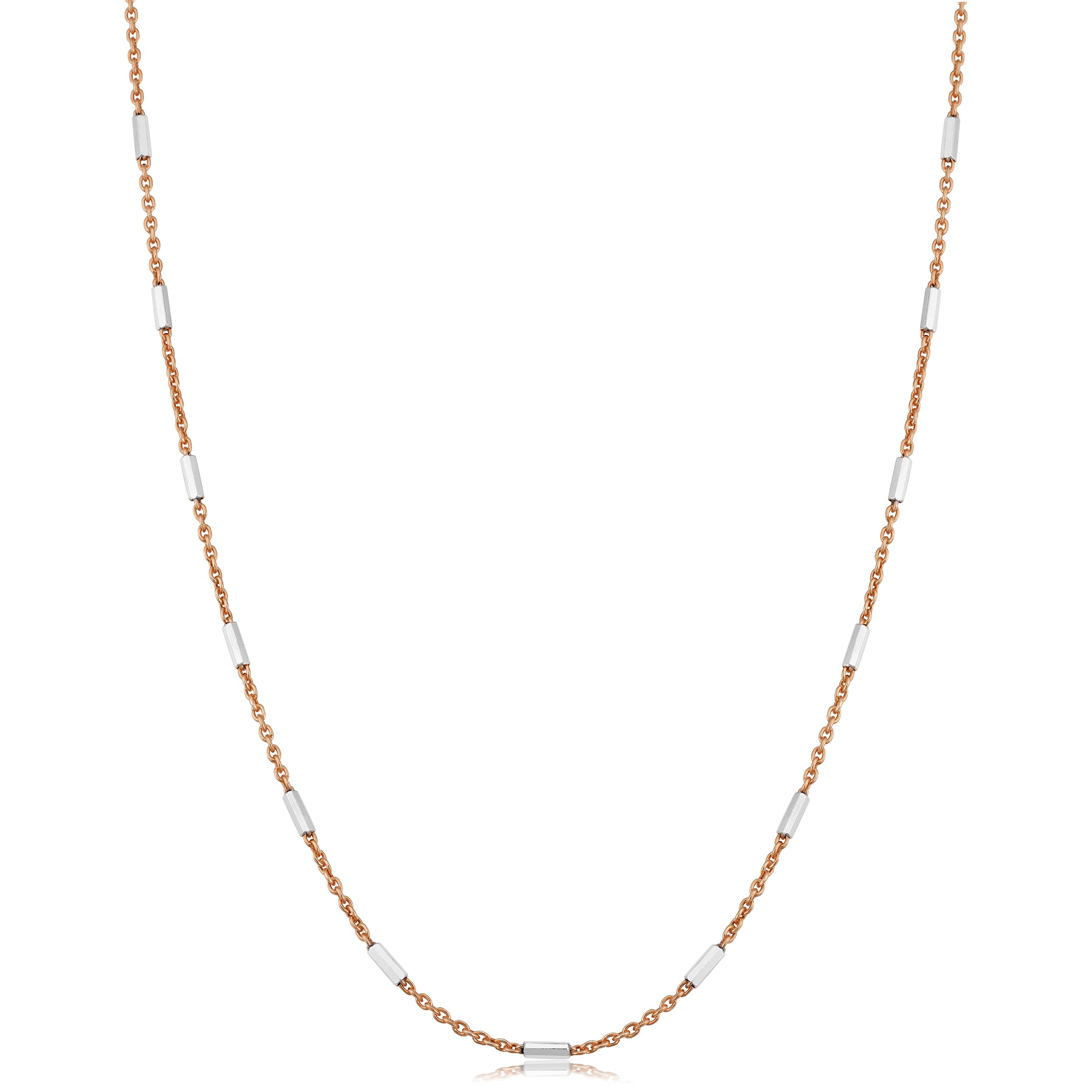 Kooljewelry 1.2mm Sterling Silver Rose Gold Plated Rolo Chain Necklace for Women - Elegant Bar Station Necklace for Everyday Wear, Gift Giving & Special Occasions