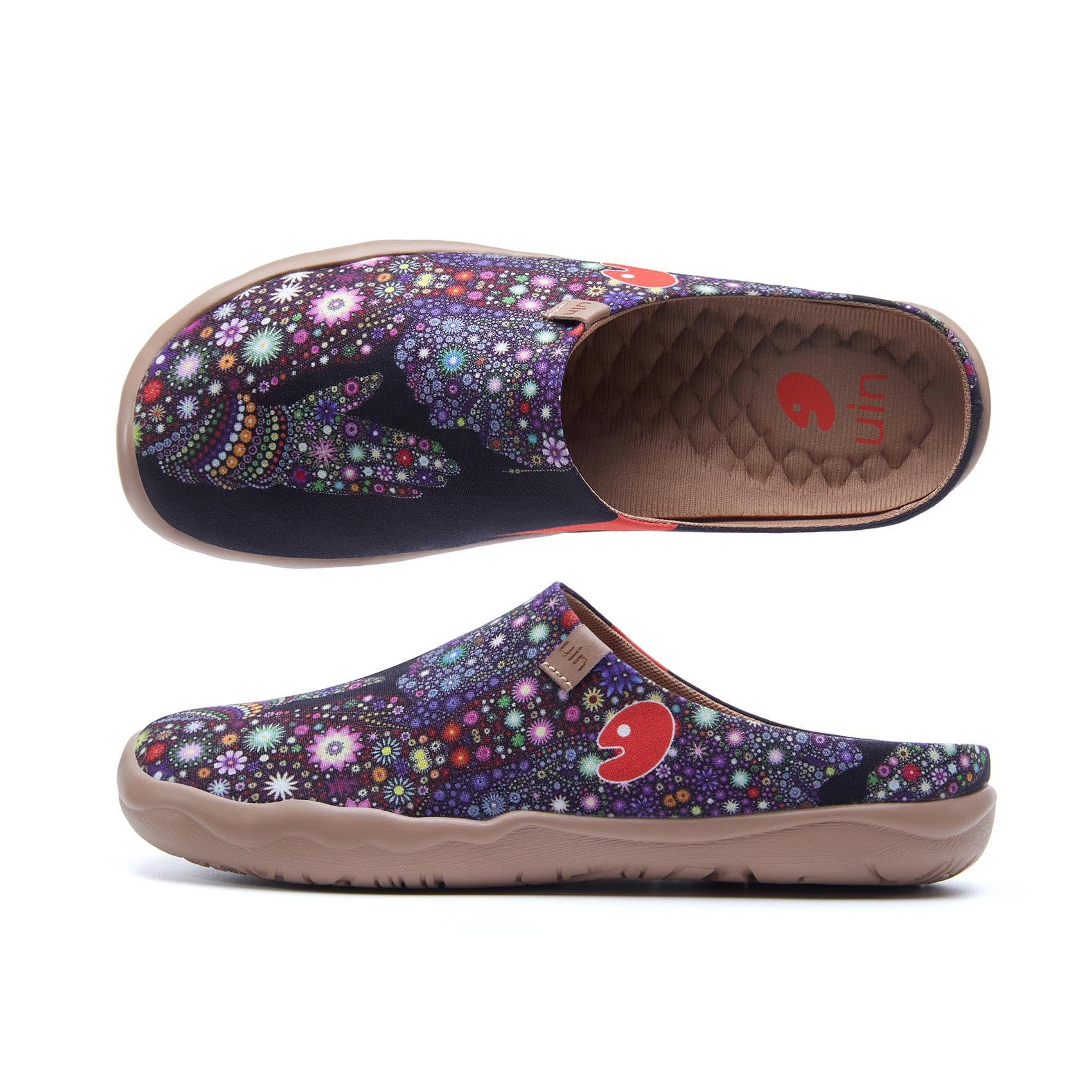UIN Women's Slip-On Mules - Comfortable Lightweight Clogs with Wide Toe & Artistic Painting - Malaga Series | Perfect for Travel, Casual Wear & Everyday Comfort