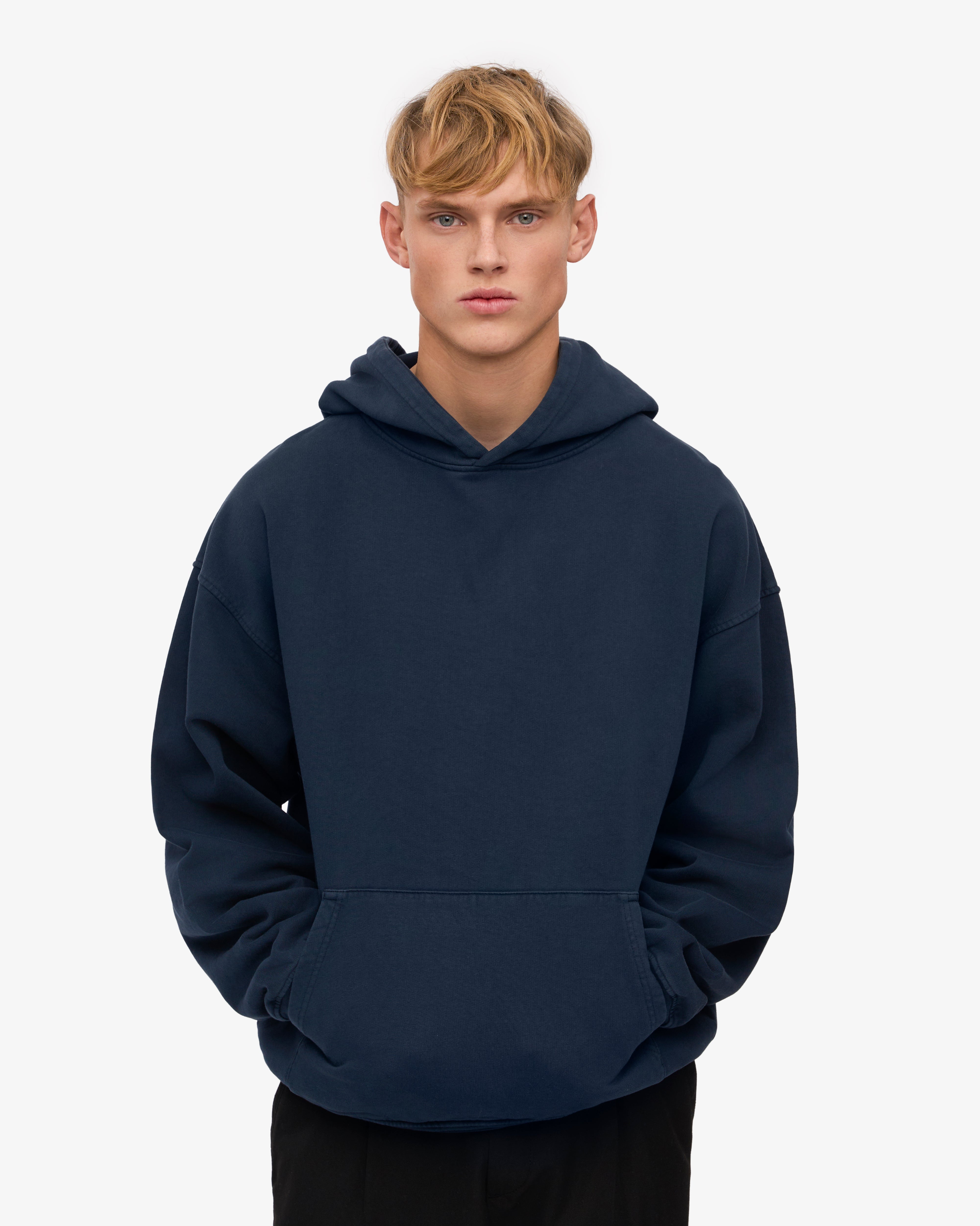 Organic Oversized Hoodie for Men & Women - Soft & Comfortable Navy Blue Pullover - Perfect for Casual Wear, Loungewear & Outdoor Activities