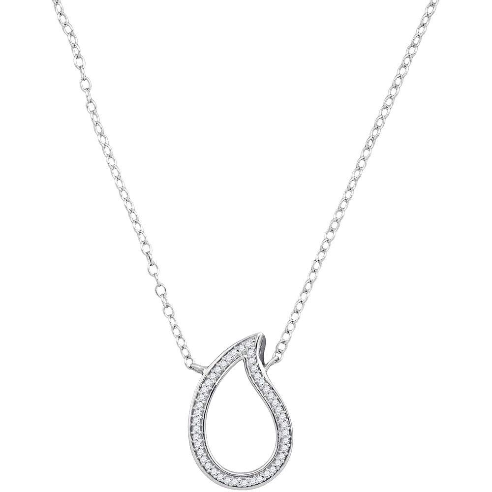 10K White Gold Women's Round Diamond Teardrop Pendant Necklace - 1/10 CTTW - Elegant Gift for Anniversary, Valentine's Day & Special Occasions