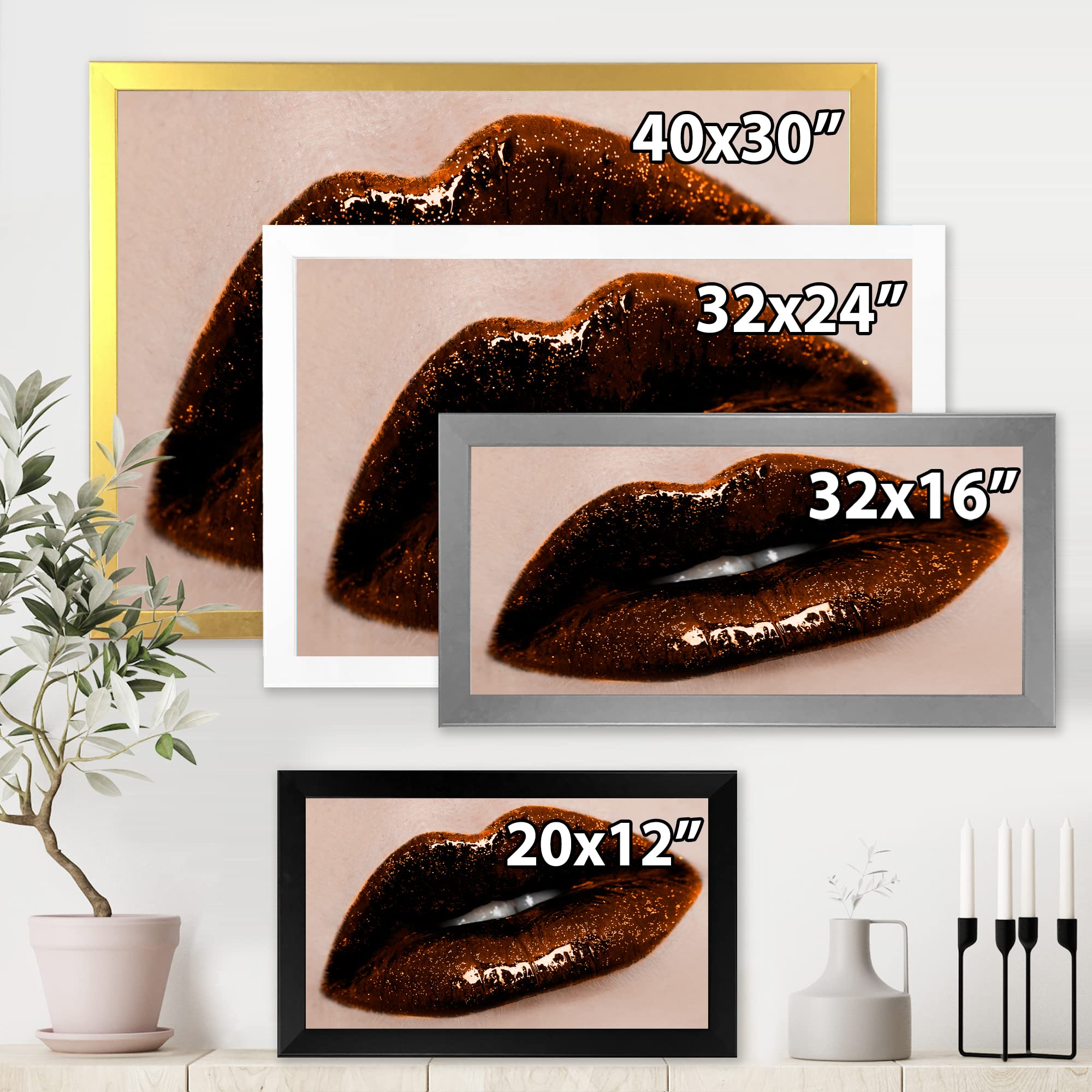 Close-Up of Gorgeous Woman Lips II - Modern Framed Wall Art Print for Living Room, Bedroom & Office Decor