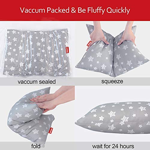 Hypoallergenic Ultra Soft Kids Pillow for Boys and Girls - 14x19 Inch Toddler Travel Pillow for Sleeping, Cots & Airplanes - Perfect for Nursery, Daycare and Road Trips