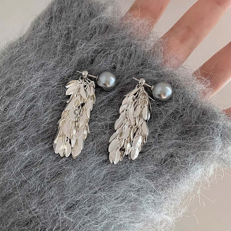Two Tone Multi Way Pearl Leaf Ear Jacket Earrings for Women - Elegant Dangle & Stud Earrings for Party, Wedding & Everyday Wear | R0609