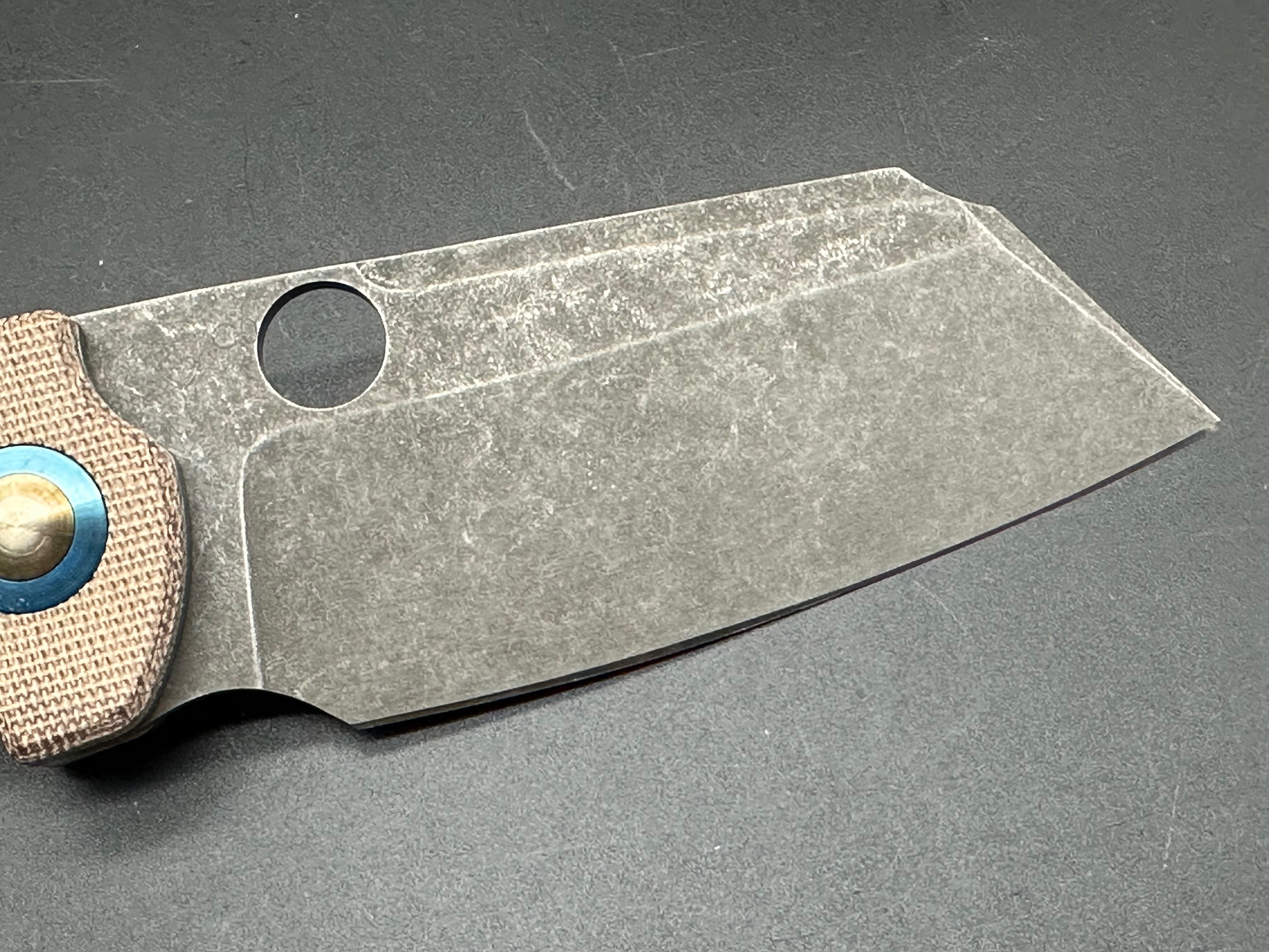 KIZER C01C Sheepdog XL Folding Knife - Brown Micarta Handle, 154CM Steel Blade - Heavy Modified for Outdoor, Camping & EDC Use