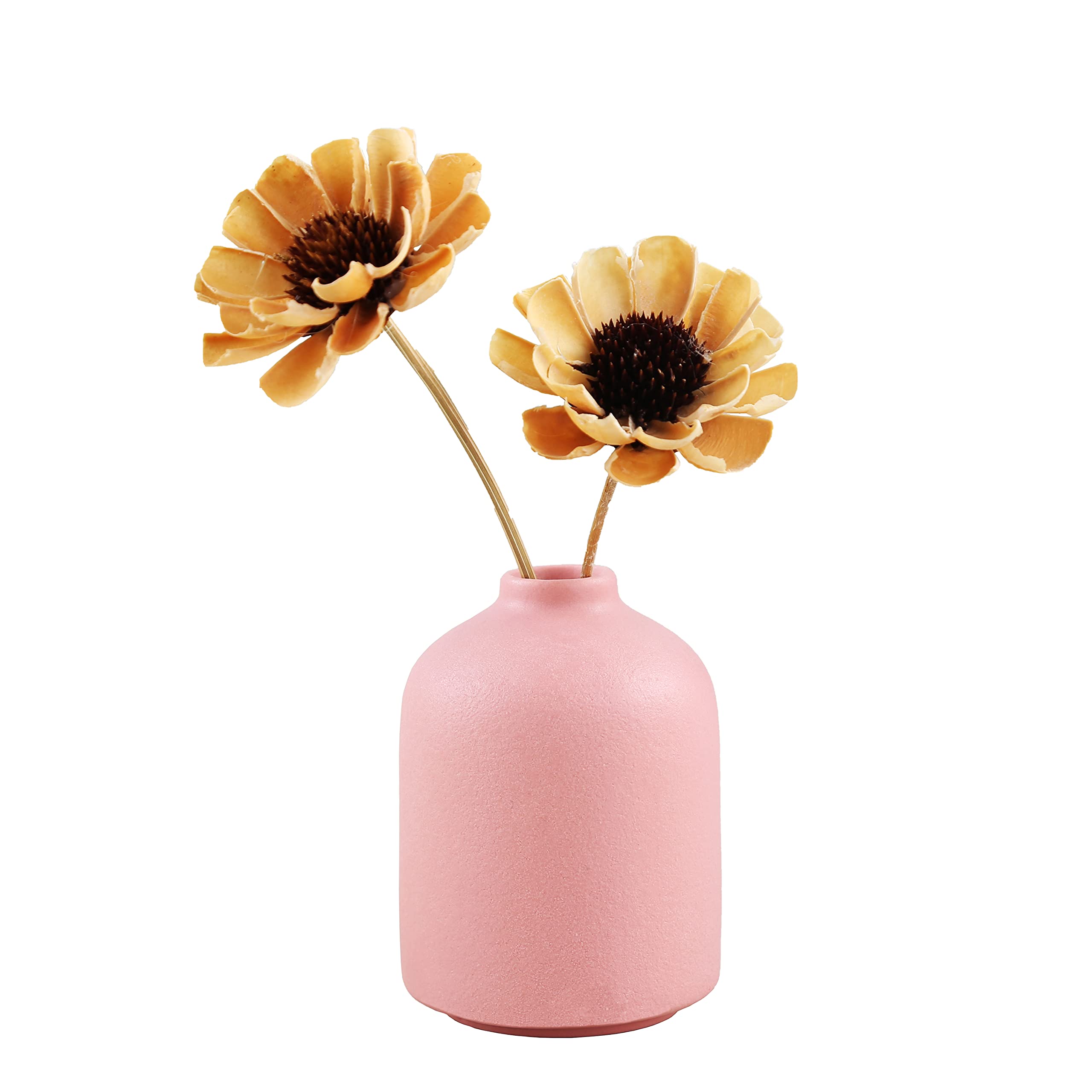 Elegant Pink Ceramic Vase for Home Decor - Handcrafted Flower Vase for Dried Flowers, Living Room Centerpiece, Floral Arrangement & Photography Props | Perfect for Boho, Farmhouse & Modern Interior Design