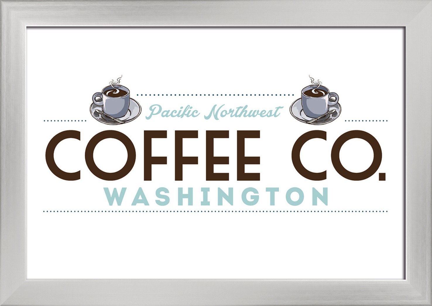 Washington Pacific Northwest Coffee Co. Fine Art Print - 12x18 Giclee on Recycled Wood Frame in Silver | Wall Decor for Home, Office & Cafe