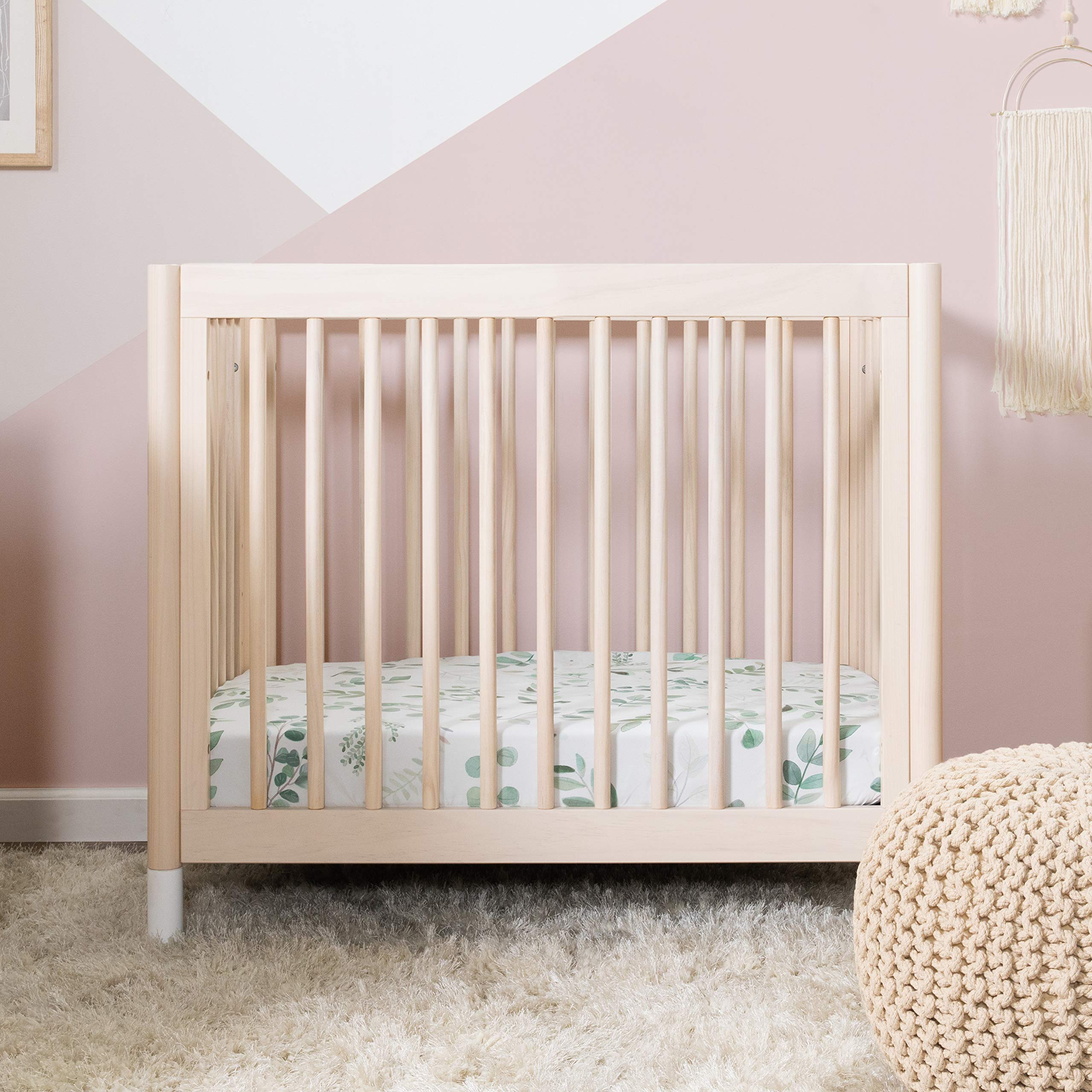 Babyletto Gelato 4-in-1 Convertible Mini Crib - Washed Natural & White - Greenguard Gold Certified - Perfect for Nursery, Small Spaces & Travel