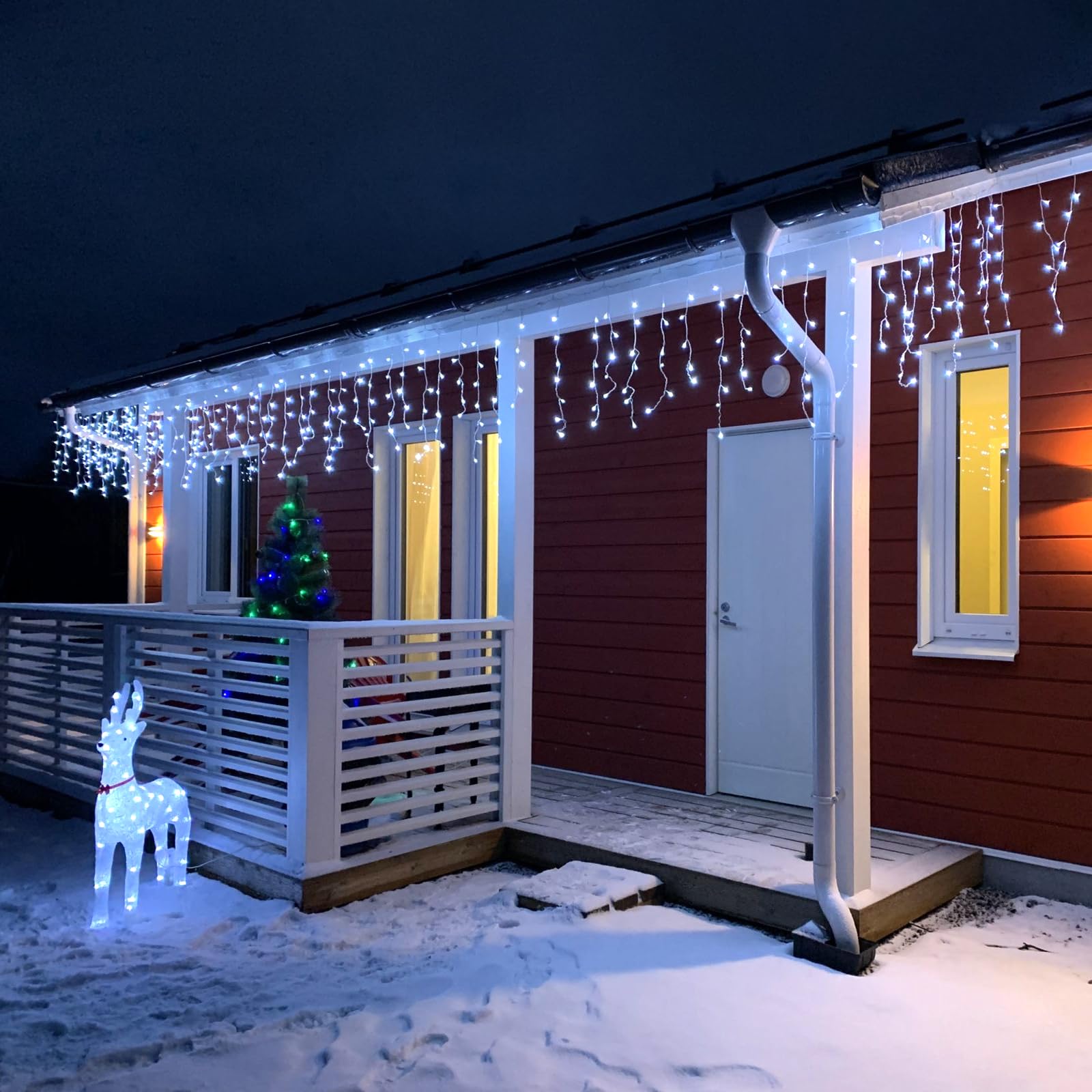 400 LED Icicle Christmas Lights Outdoor 33ft - Waterproof Plug-in Twinkle Lights with 8 Modes & Timer for Holiday Decor, Wedding, House - Cool White | Perfect for Roof, Garden, Patio, and Indoor Christmas Decorations