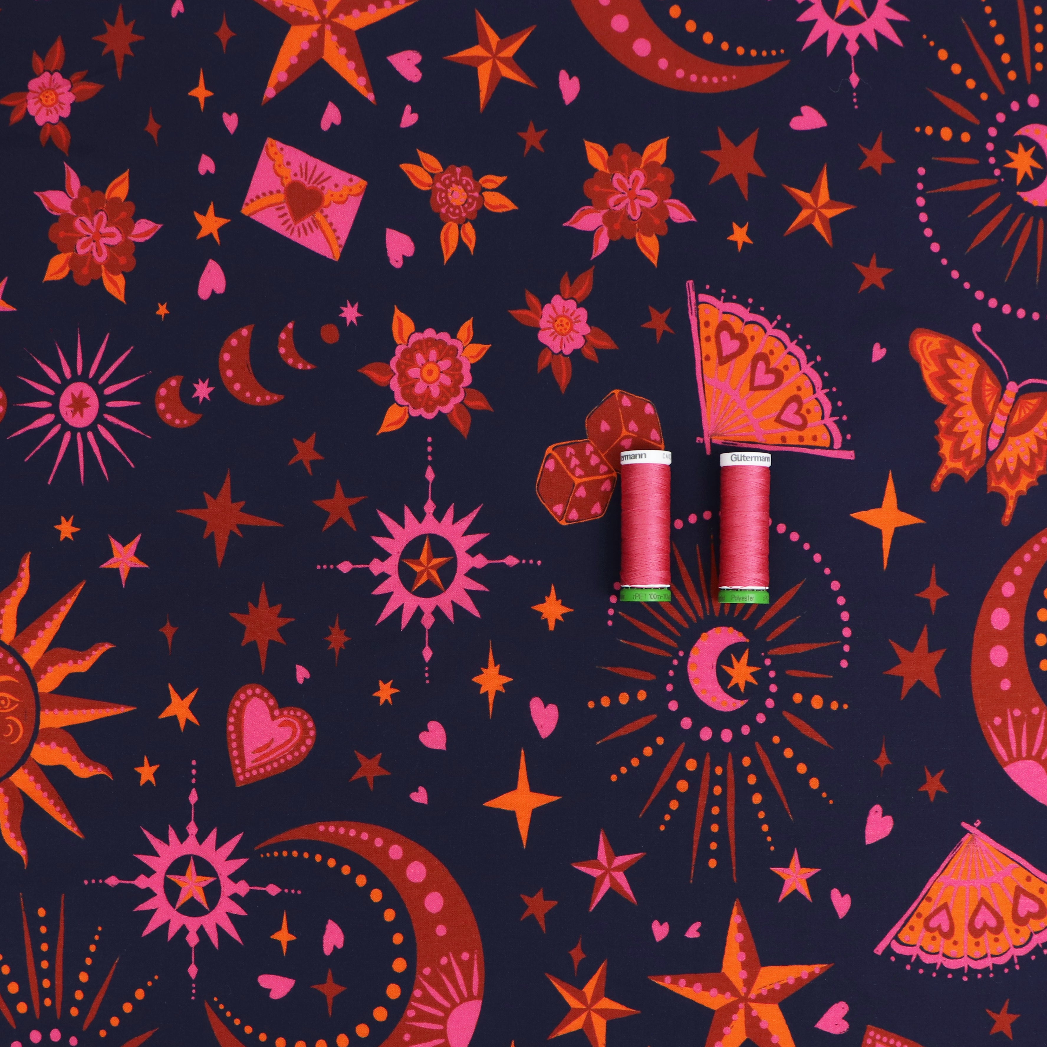 Viscose Lawn Fabric - Fortune Teller Print - Sew Me Sunshine Exclusive - Perfect for Summer Dresses, Blouses & DIY Sewing Projects