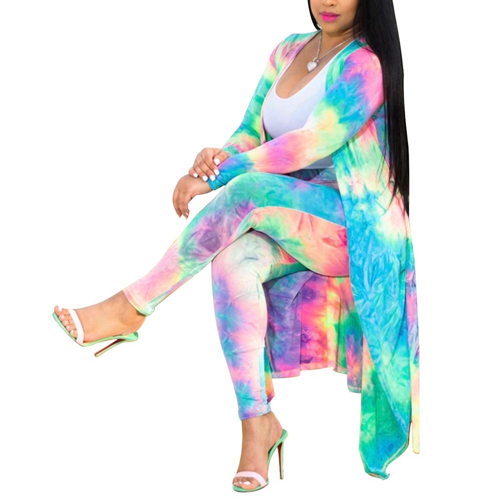 Women's Printed Long Cardigan 2-Piece Outfit Set with Long Sleeve Coat & Trousers | Stylish Fall/Winter Fashion for Office, Date Night & Casual Wear