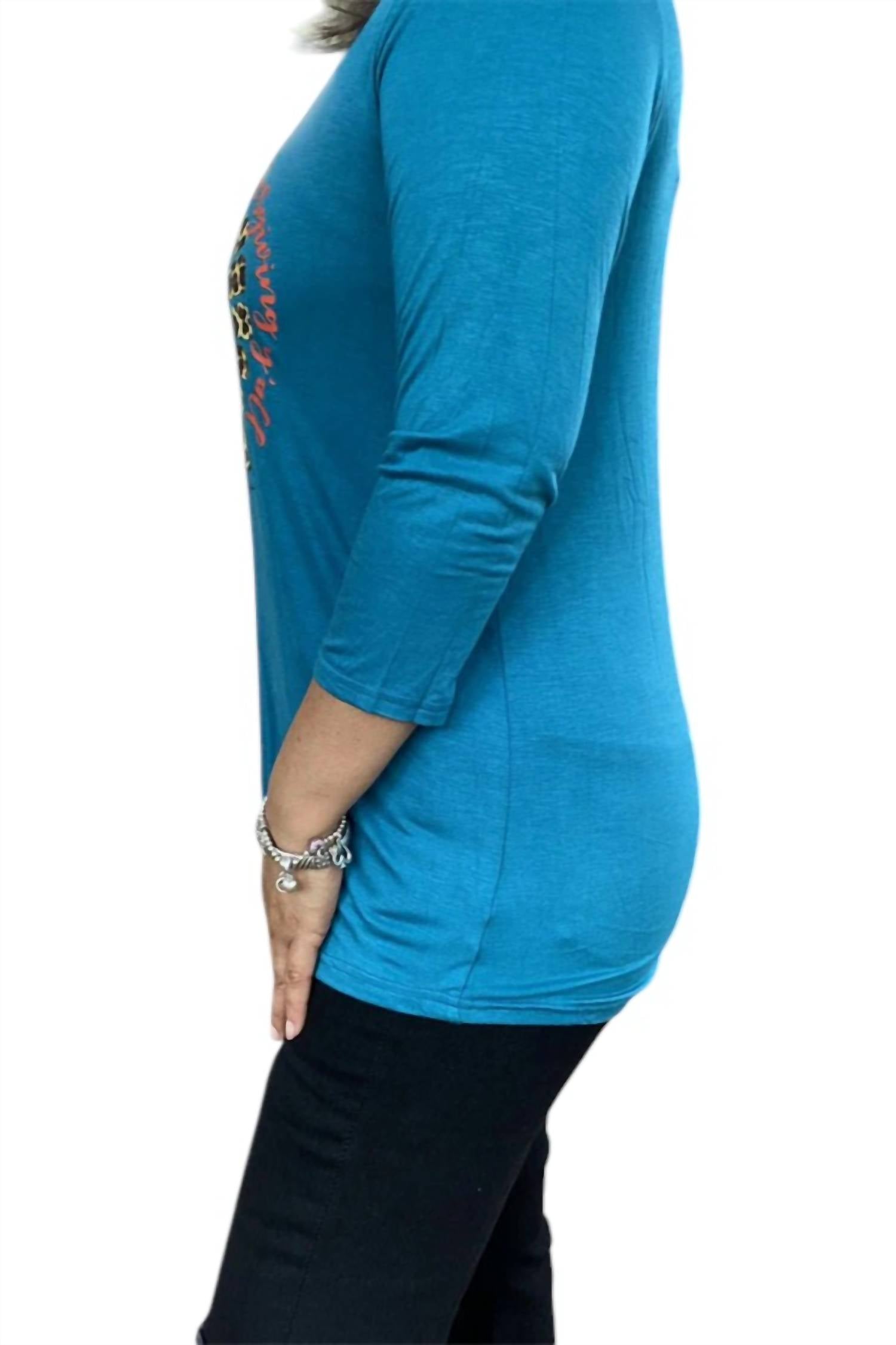 Happy Thanksgiving Long Sleeve Teal Shirt for Men & Women - Cozy Holiday Family Gathering Outfit