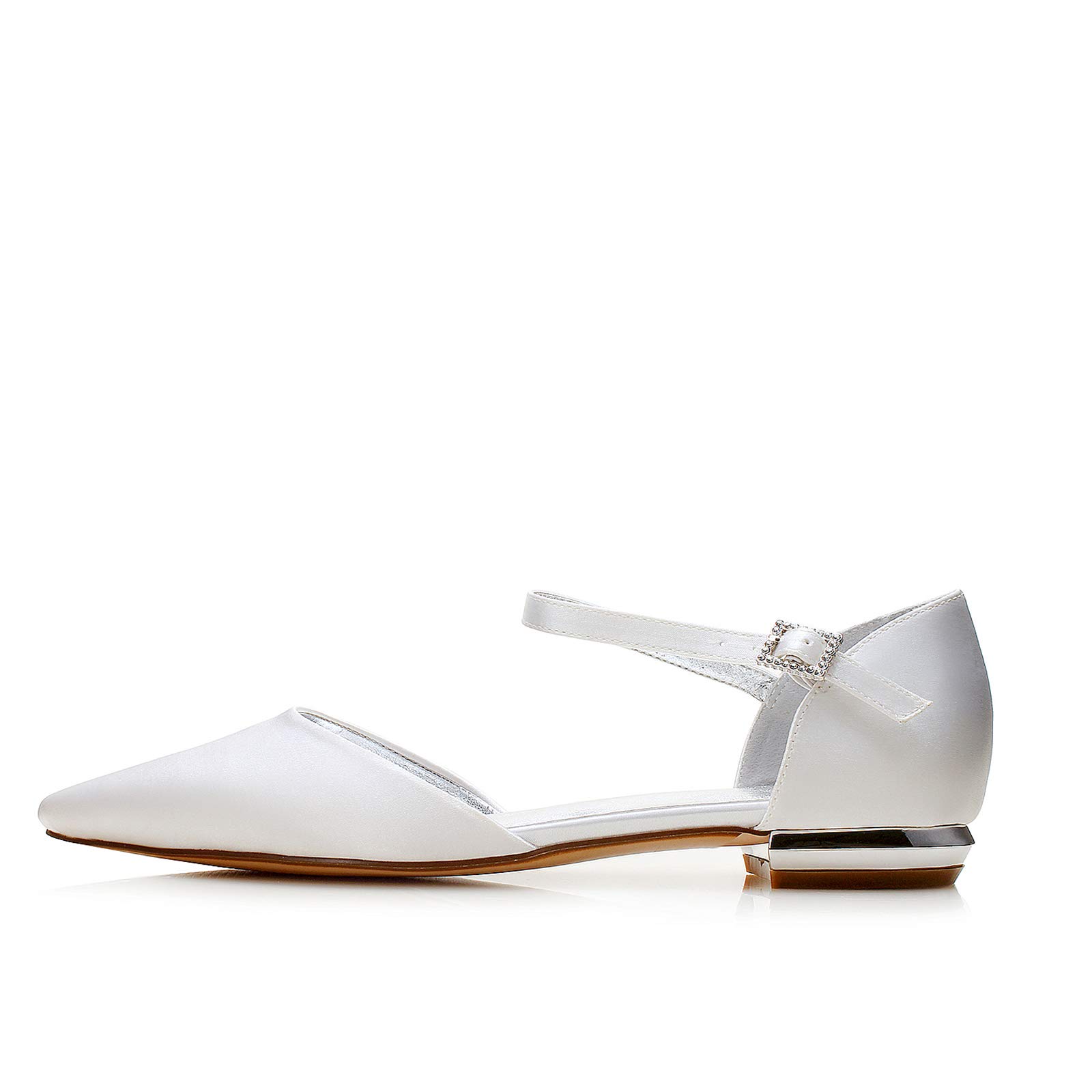 Elegant Women's Wedding Shoes - Pointed Toe Flat Ballerina Pumps with Ankle Strap for Bridal, Party & Special Occasions | Comfortable Bridesmaid Shoes for Ceremony, Reception & Photoshoot