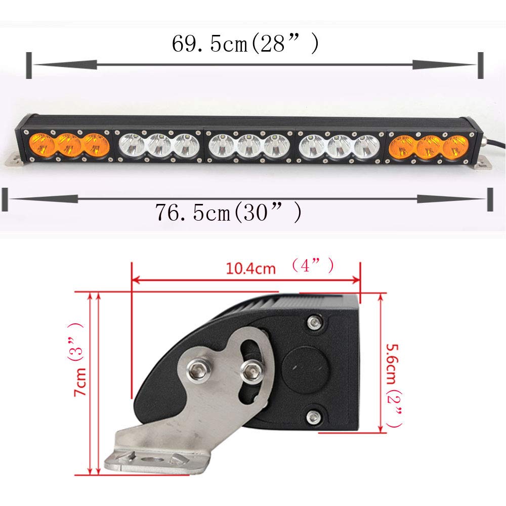 28 Inch 150W LED Light Bar - Amber & Clear Combo Beam (Spot/Flood) for Off-Road Vehicles, SUV, ATV, Truck & Boat | Waterproof Work Light for Night Driving, Camping & Emergency Use