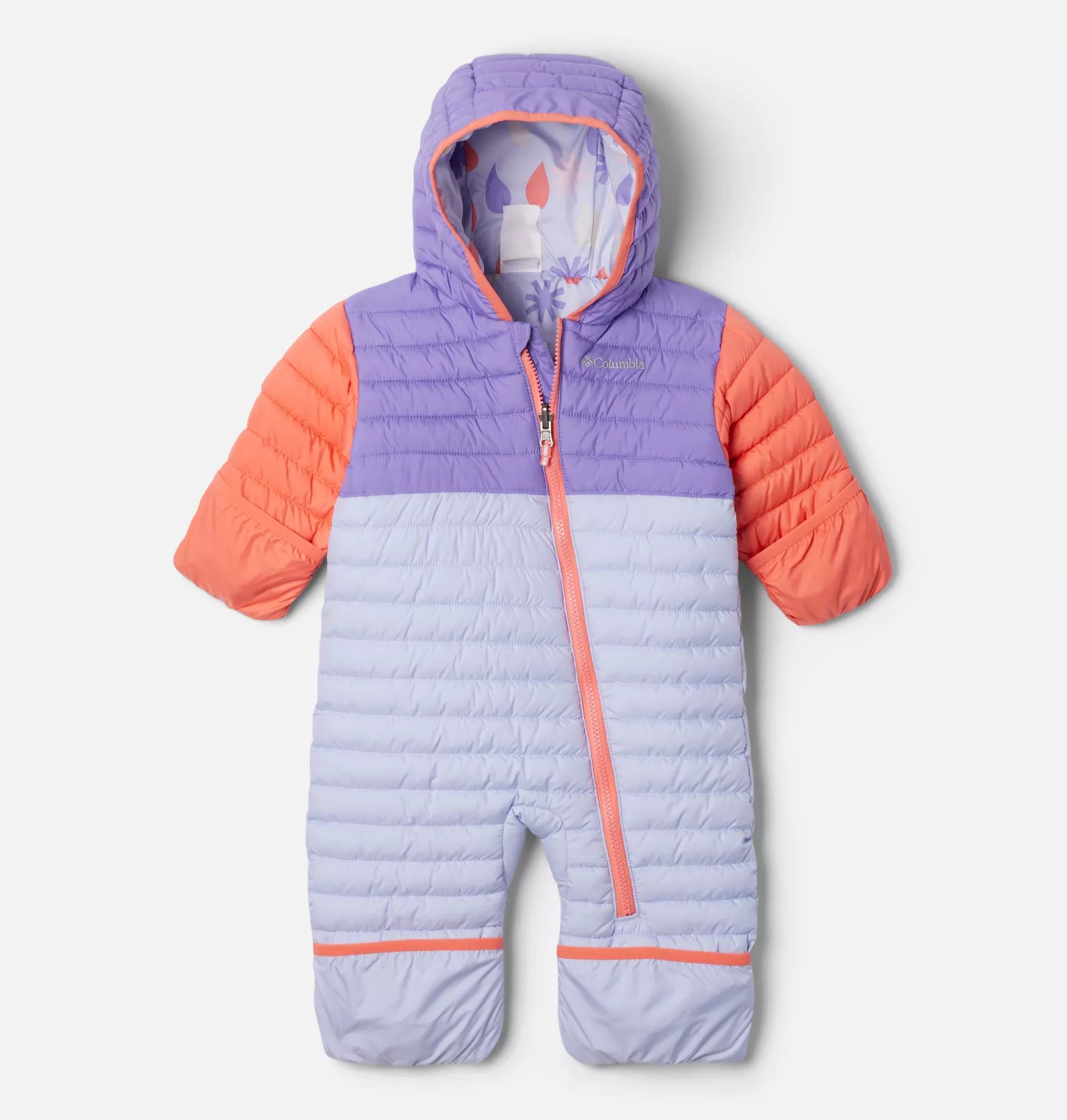 Columbia Snowdrift/Paisley Purple/Coral Powder Lite II Reversible Baby Bunting - Warm & Cozy Infant Winter Wear for Outdoor Adventures & Stroller Walks
