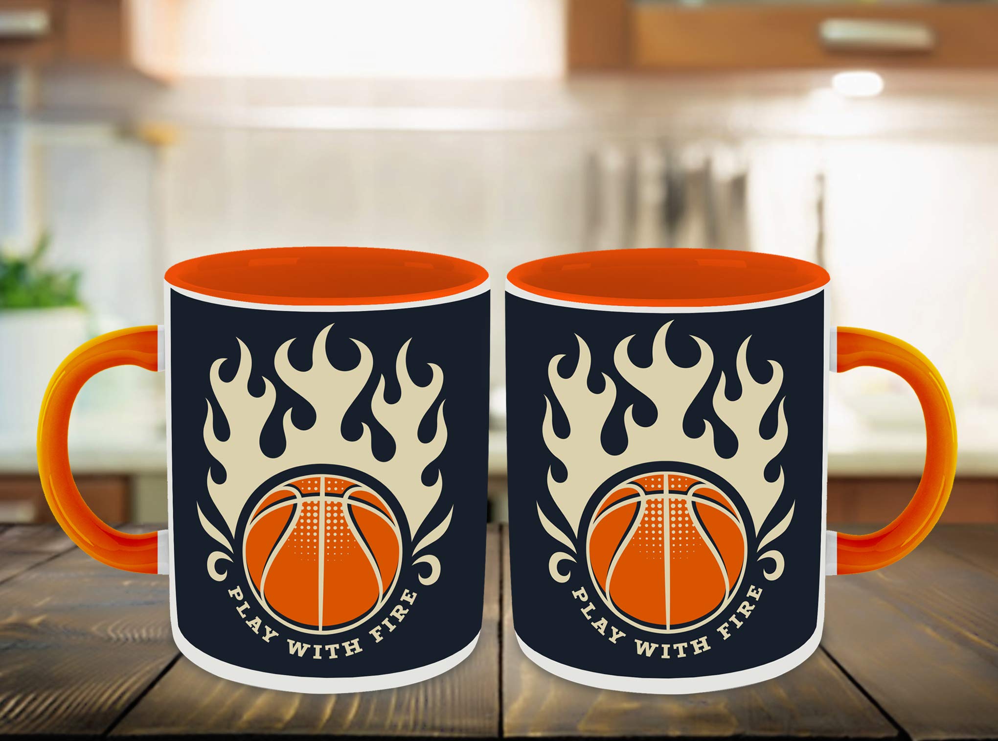 WHATS YOUR KICK® Orange Basketball Inspired Ceramic Mug - 15oz Coffee Tea Milk Cup with Motivational Quotes | Perfect Gift for NBA Fans, Sports Enthusiasts & Hobbyists | Great for Game Day, Office Use & Home Decor (Set of 7)