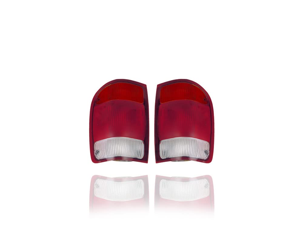 Ford Ranger Pickup Tail Lights (2000-2000) - Red/Clear Pair - Driver & Passenger Side Replacement - YL5Z13404AA & YL5Z13405AA - Perfect for Upgrading or Restoring Your Truck's Rear Lighting