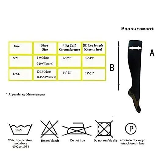 Copper Infused Compression Socks for Women & Men - 15-20 mmHg Graduated Support Socks, Lightweight & Breathable for All-Day Wear - Ideal for Travel, Running, Nursing & Circulation Support