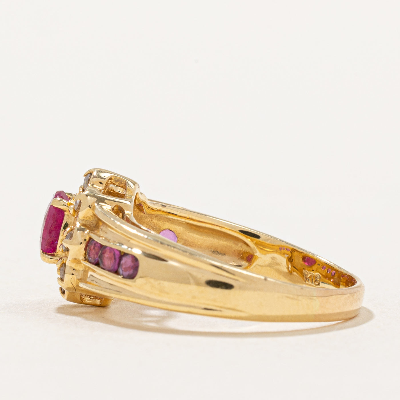 Exquisite Ruby & Diamond Halo Ring | 0.60ctw Center Stone & 0.08ctw Accents | Size 6 | Perfect for Engagement, Anniversary & Special Occasion Gifts
