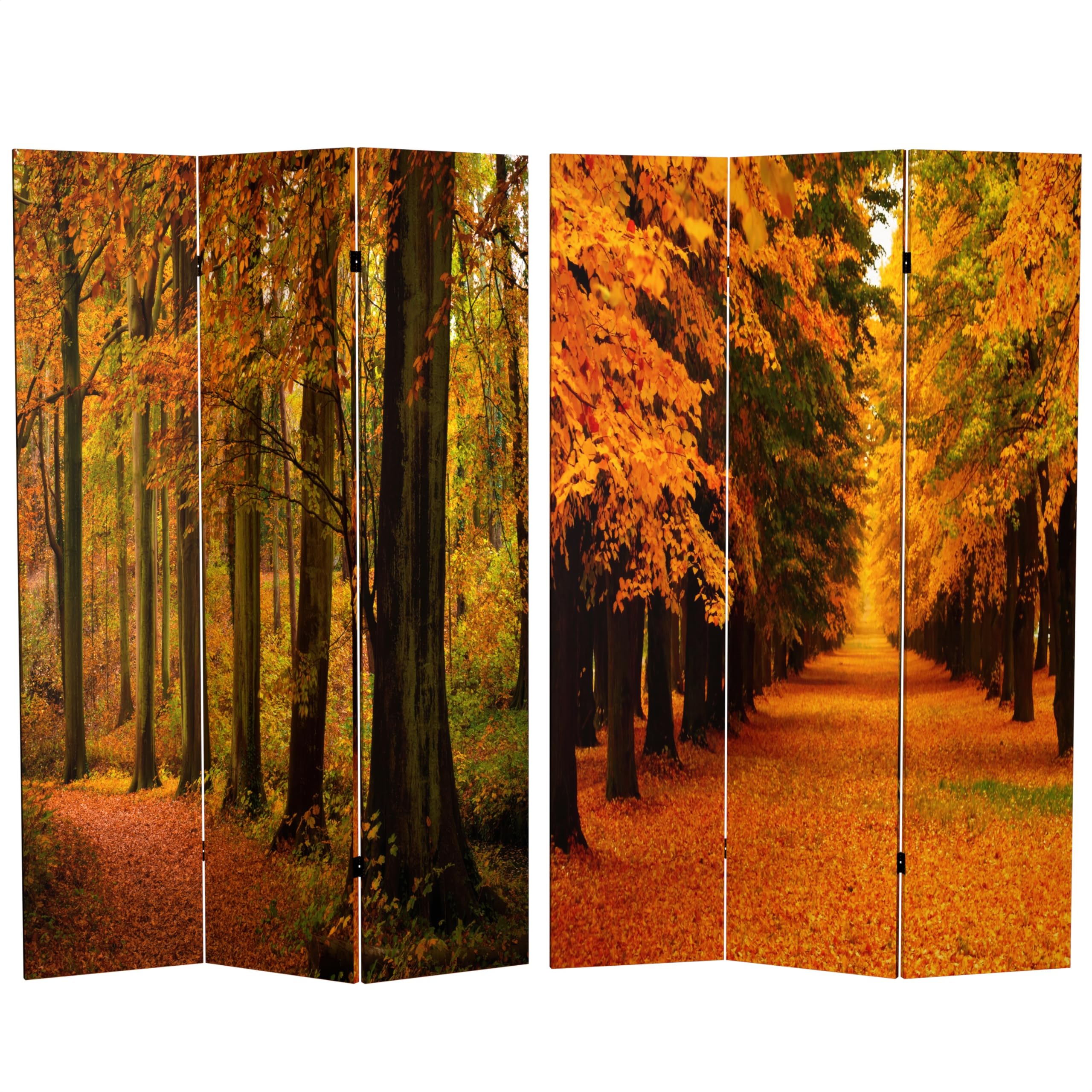 6 ft. Tall Double Sided Autumn Trees Room Divider - 71 Inch Height, 3 Panel Wide Folding Privacy Screen for Living Room, Bedroom, Office & Wedding Decor