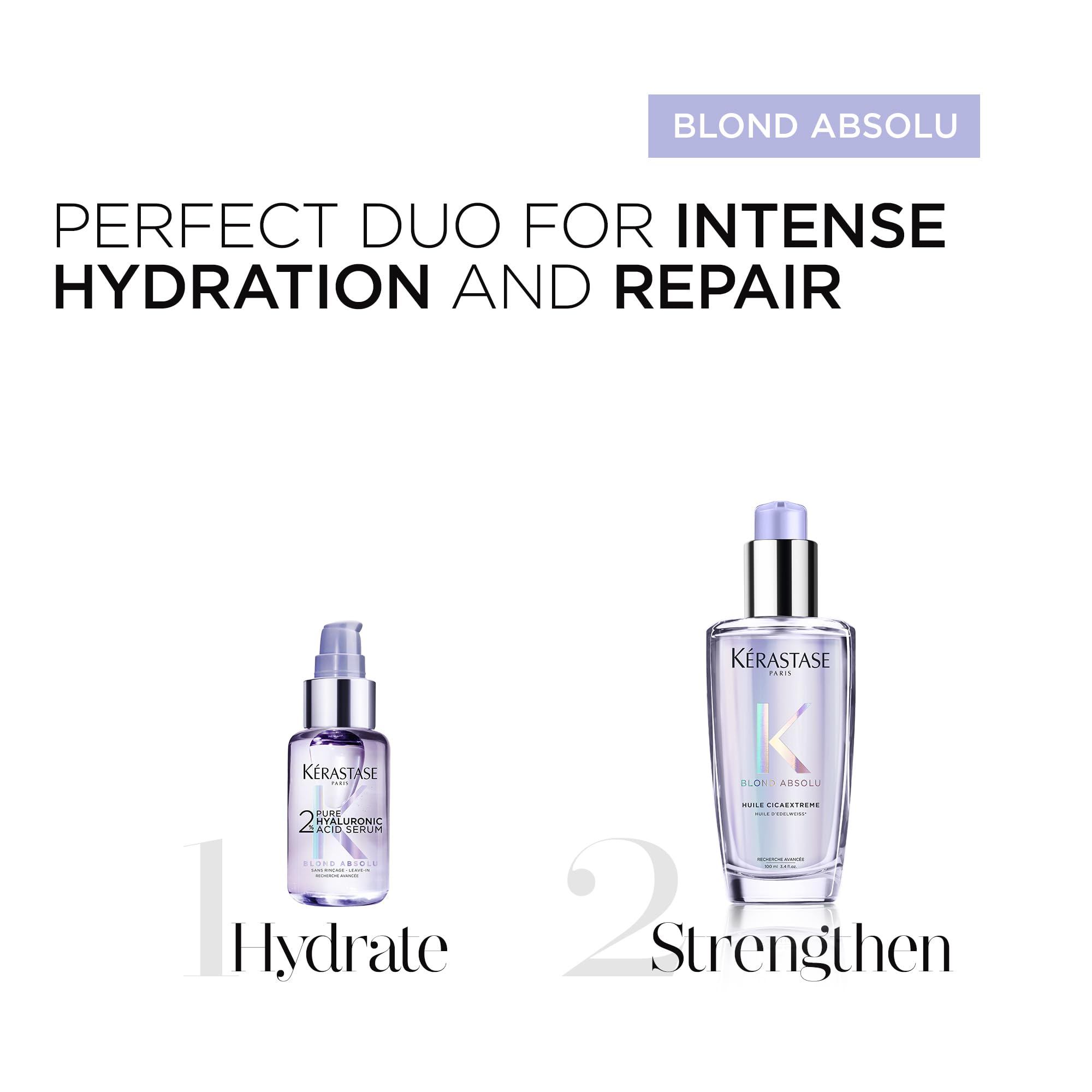 KÉRASTASE Blond Absolute Hyaluronic Acid Hair Serum - Repair Damaged Hair, Soothe Scalp & Hydrate Instantly - 2% Hyaluronic Acid for Bleached & Highlighted Blonde Hair - 1.7 fl oz - Perfect for Salon Treatments & Daily Hair Care Routine