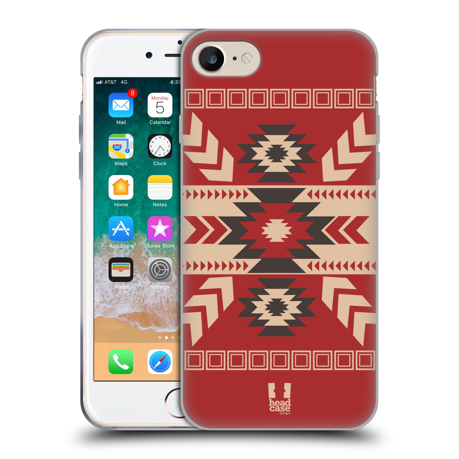 Red Neo Navajo Soft Gel Phone Case Compatible with Apple iPhone 7/8/SE 2020 & 2022 - Slim Protective Cover with Non-Slip Grip for Everyday Use & Travel