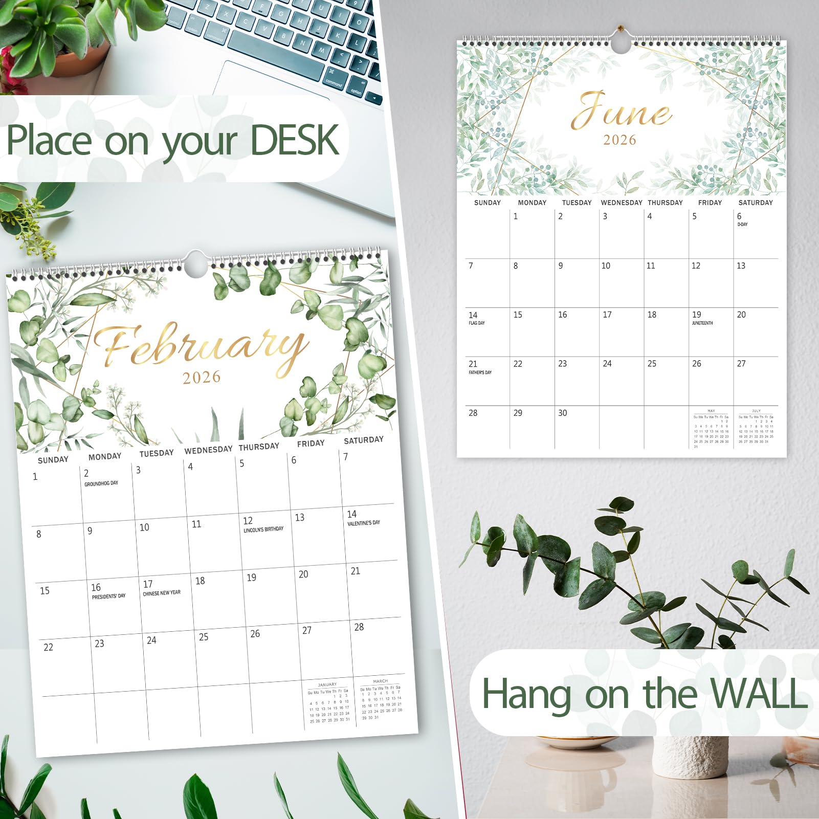 GuassLee 2025-2026 Wall Calendar - 18 Month Hanging Planner (January 2025 to June 2026) - 14