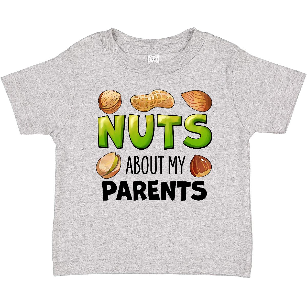 Inktastic Nuts About My Parents Peanut Almond Pistachio Baby T-Shirt - Cute Funny Graphic Tee for Toddlers & Kids - Perfect for Family Photos, Holidays & Casual Wear