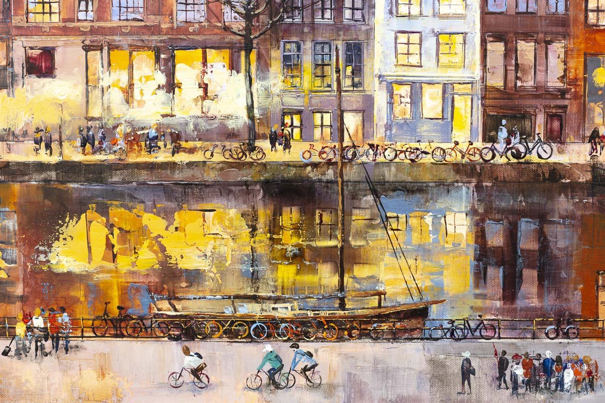Amsterdam Evenings Original Canvas Art Print - Handmade Wall Decor for Living Room, Bedroom & Office | Perfect Gift for Home & Interior Design Lovers